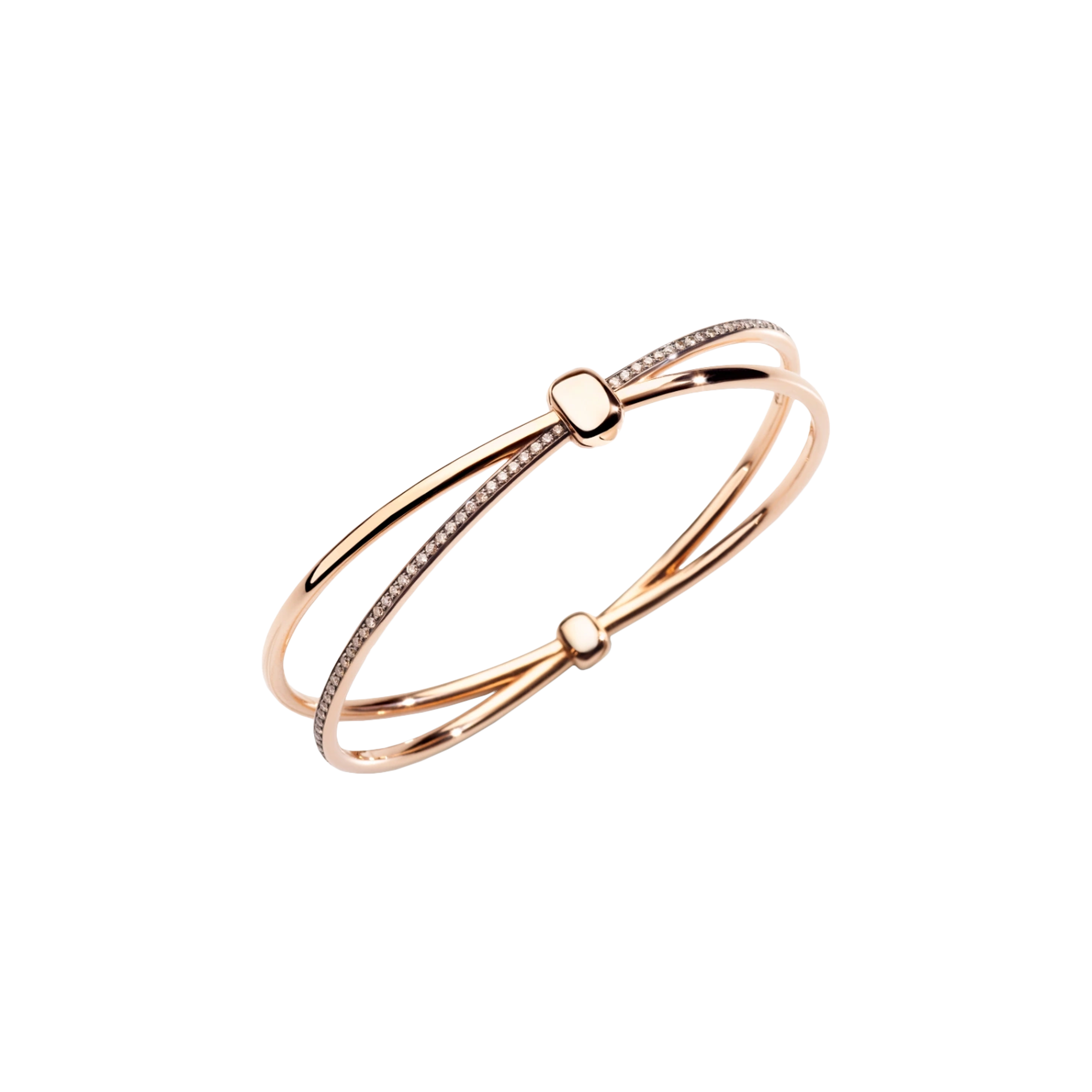 Pomellato | BANGLE POMELLATO TOGETHER IN ORO ROSA CON DIAMANTI BROWN SU ORO ROSA RODIATO NERO - PBC3070O7BKRDBR00 - PBC3070O7BKRDBR00 (1)