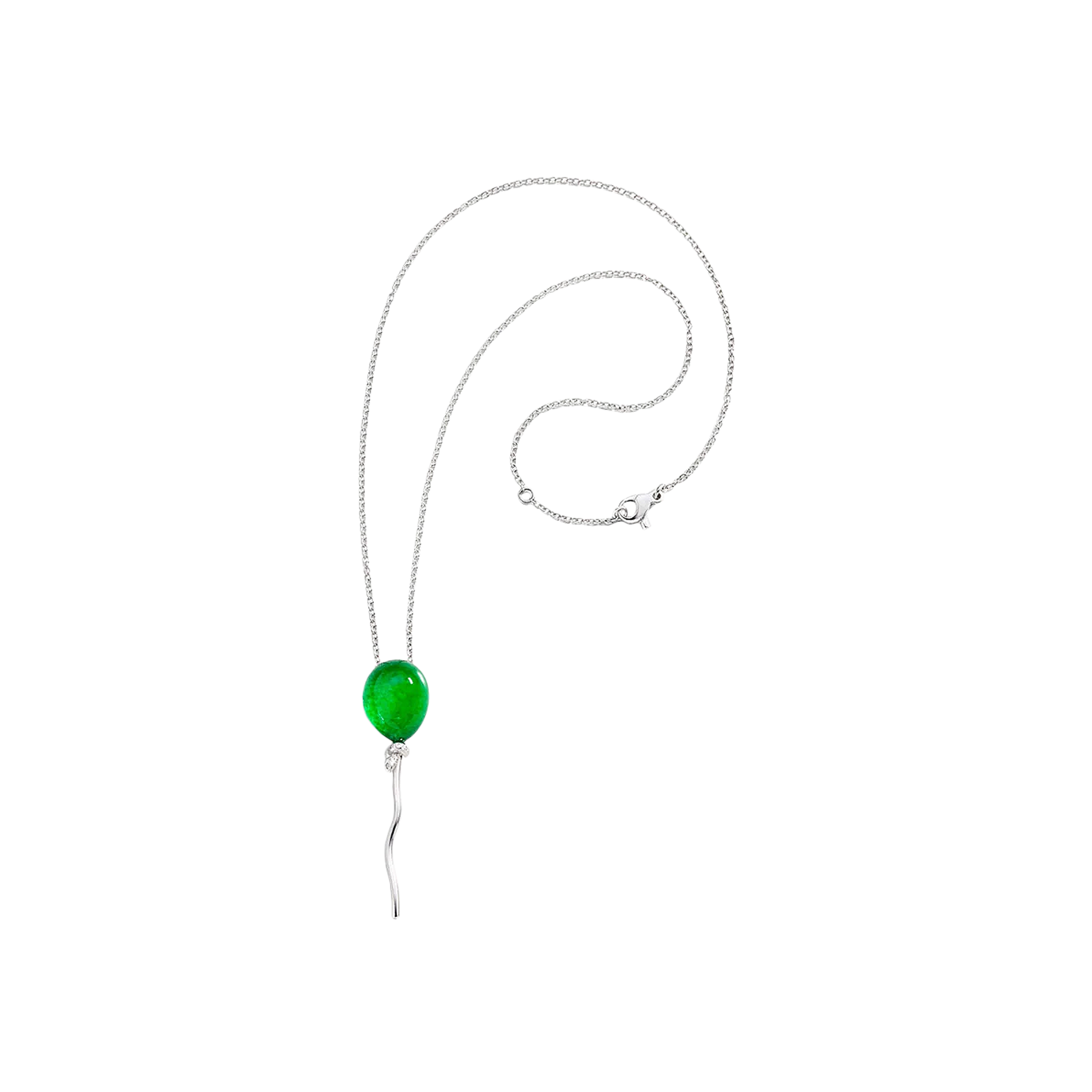 Vhernier | PENDENTE PALLONCINO IN ORO BIANCO RODIATO, DIAMANTI, GIADA E CRISTALLO DI ROCCA - P00786C0417 (1)