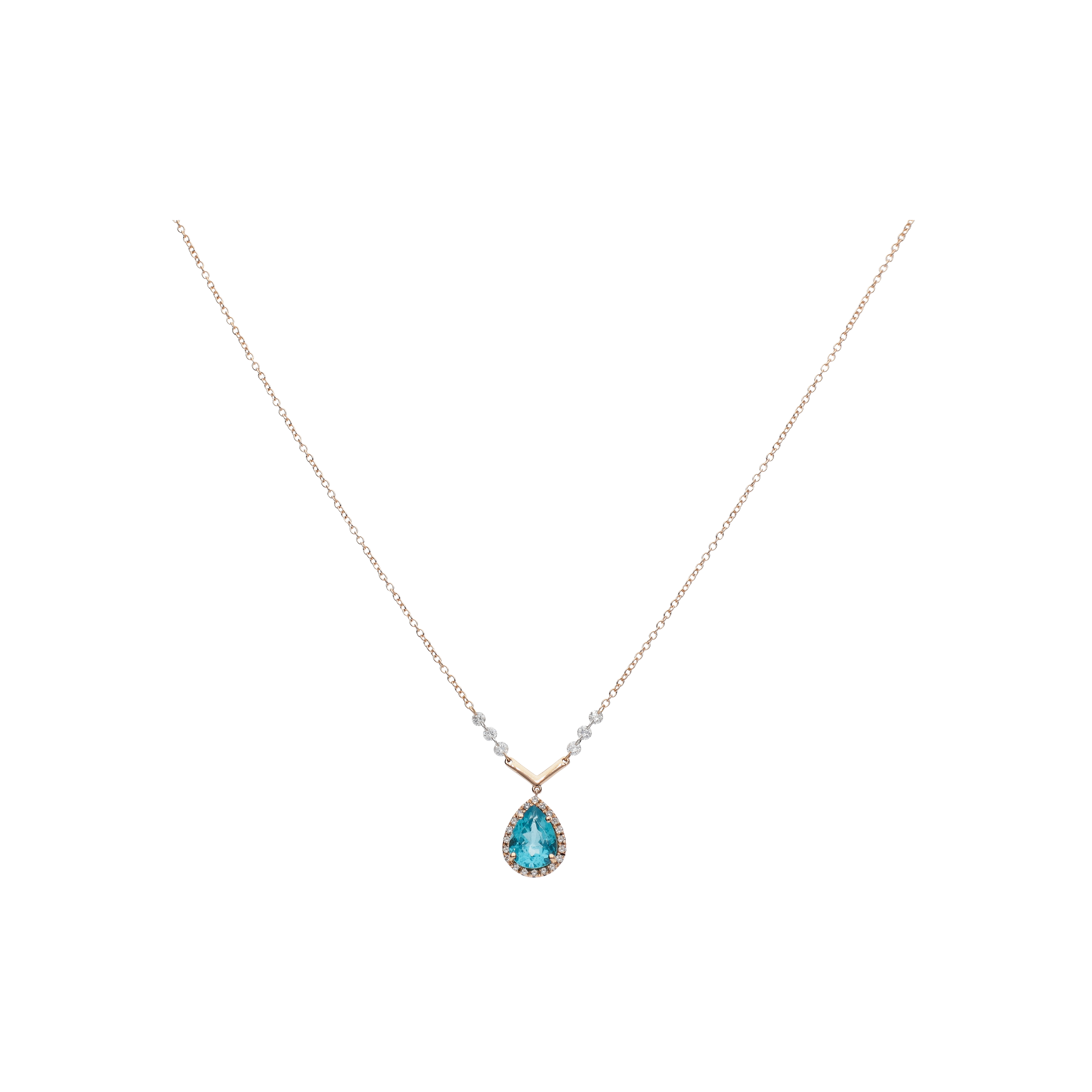 Bartorelli Italian Jewels | COLLANA IN ORO ROSA CON APATITE E DIAMANTI - C087/2-S0 (1)