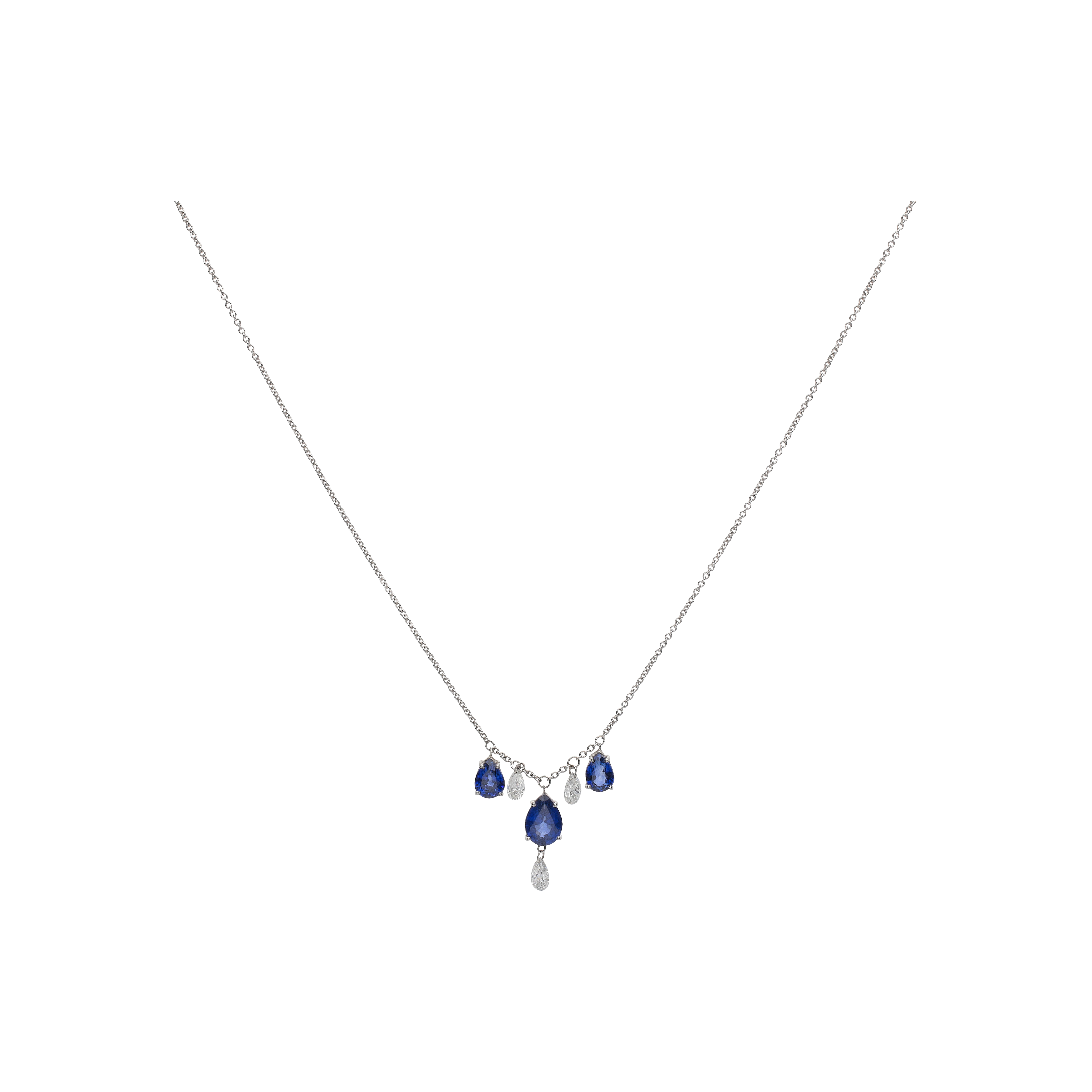 Bartorelli Italian Jewels | COLLANA IN ORO BIANCO CON ZAFFIRI BLU E DIAMANTI PENDENTI - C069/12-S0 (1)