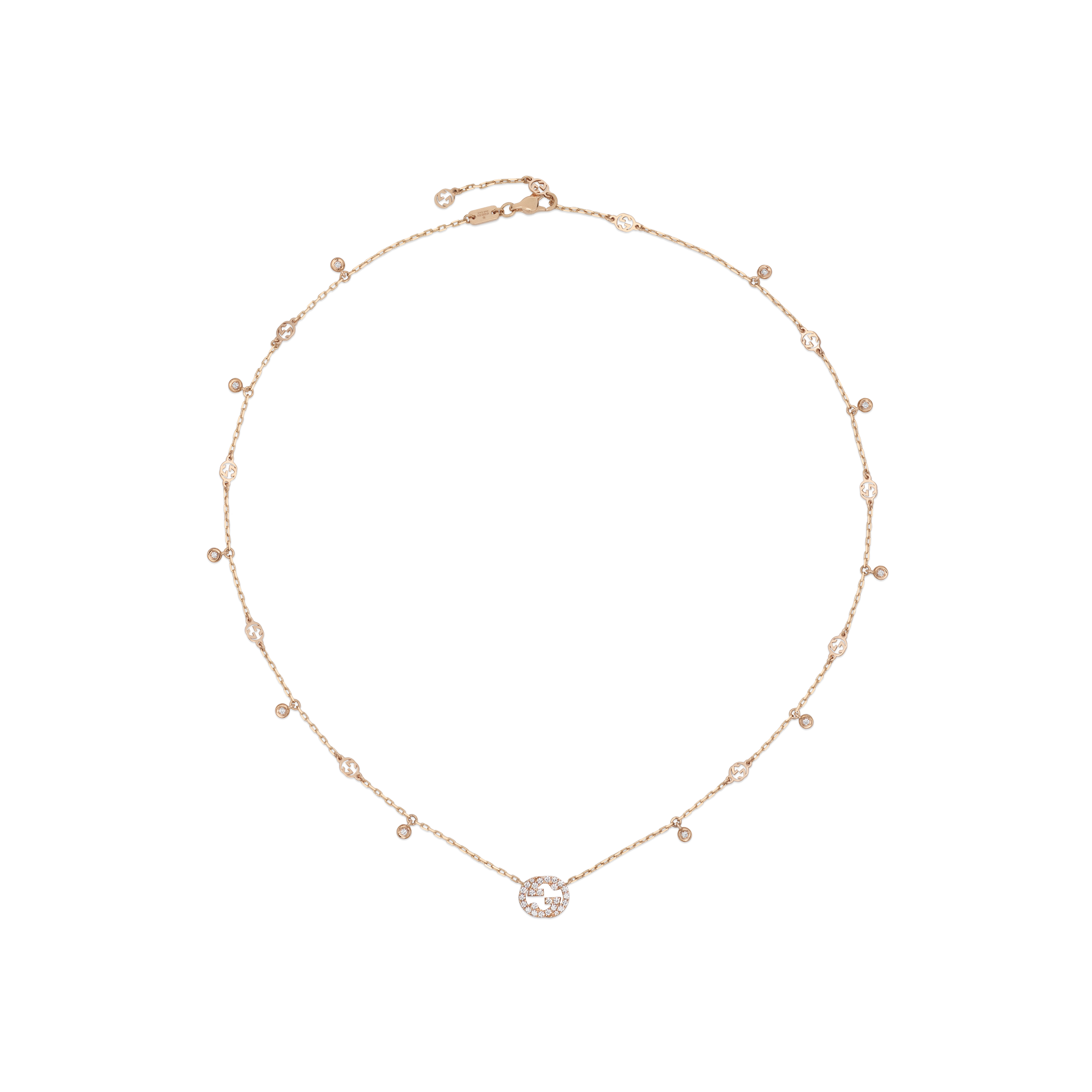 Gucci | COLLANA GUCCI INTERLOCKING IN ORO ROSA E DIAMANTI - YBB729402001 (1)