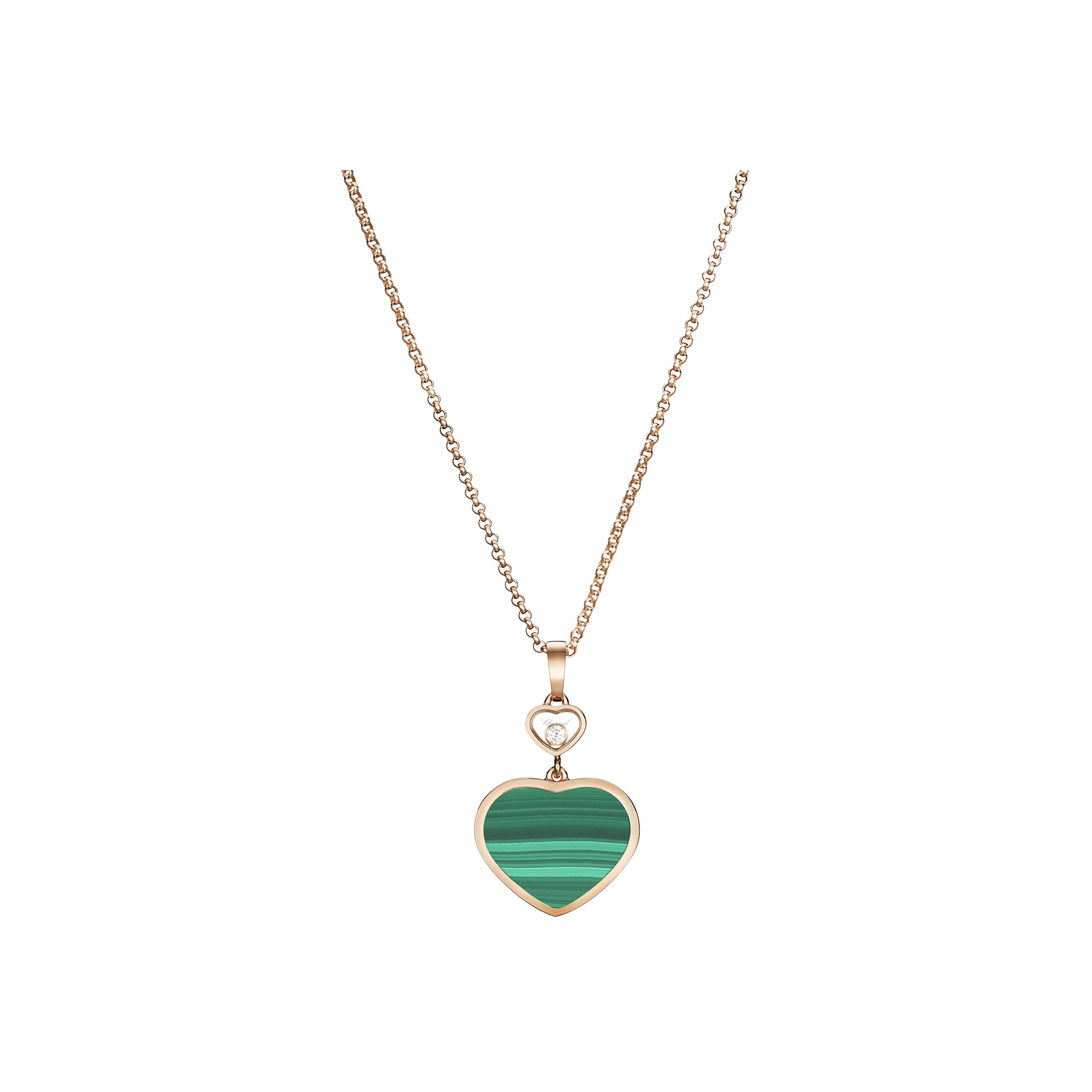 Chopard | COLLANA HAPPY HEARTS, ORO ROSA ETICO, DIAMANTE, MALACHITE - 797482-5151 - 797482 (1)