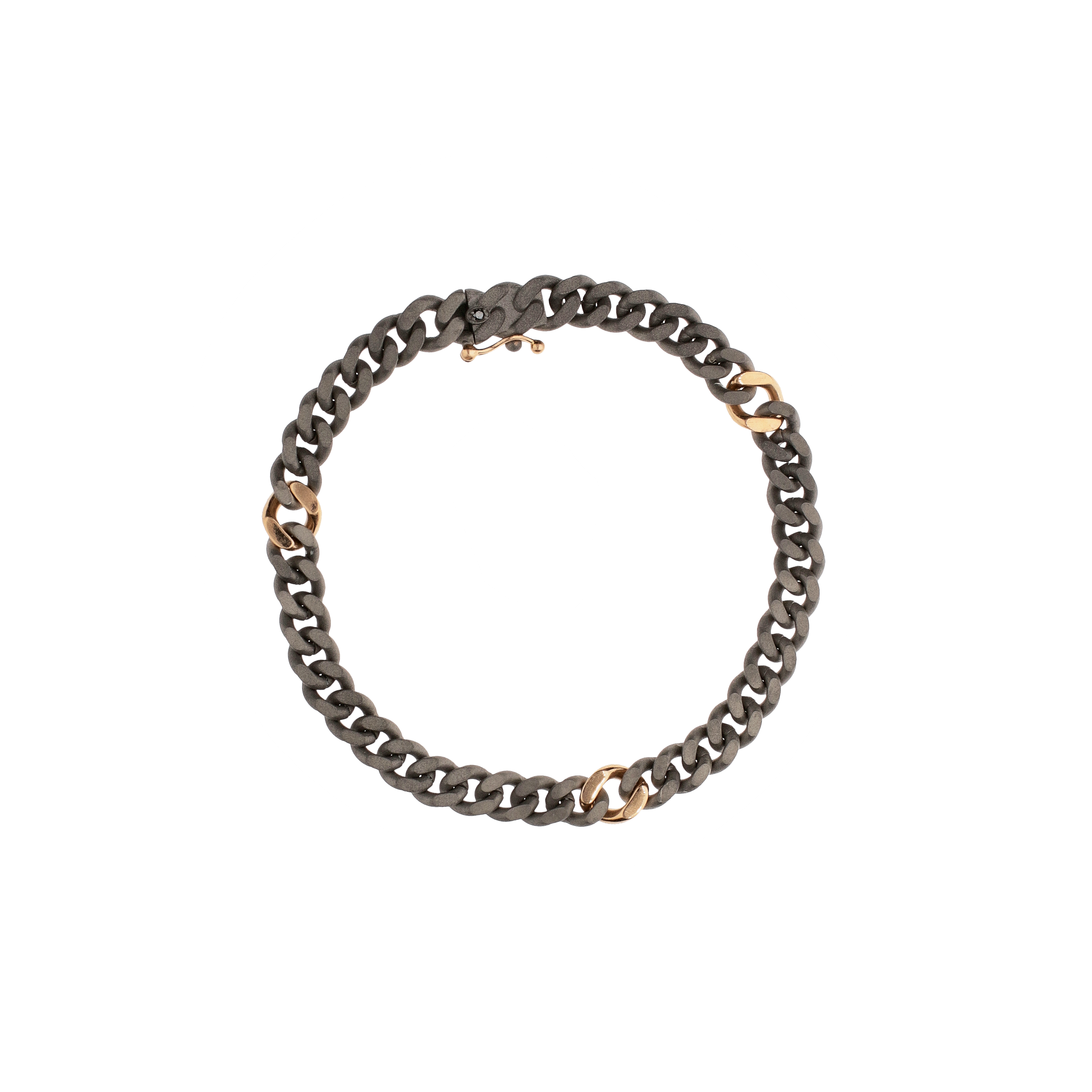 Mano | J . | BRACCIALE GROUMETTE IN TITANIO E ORO ROSA CON DIAMANTE NERO - GROUBRT3RGSN - GROUBRT3RGSN (1)