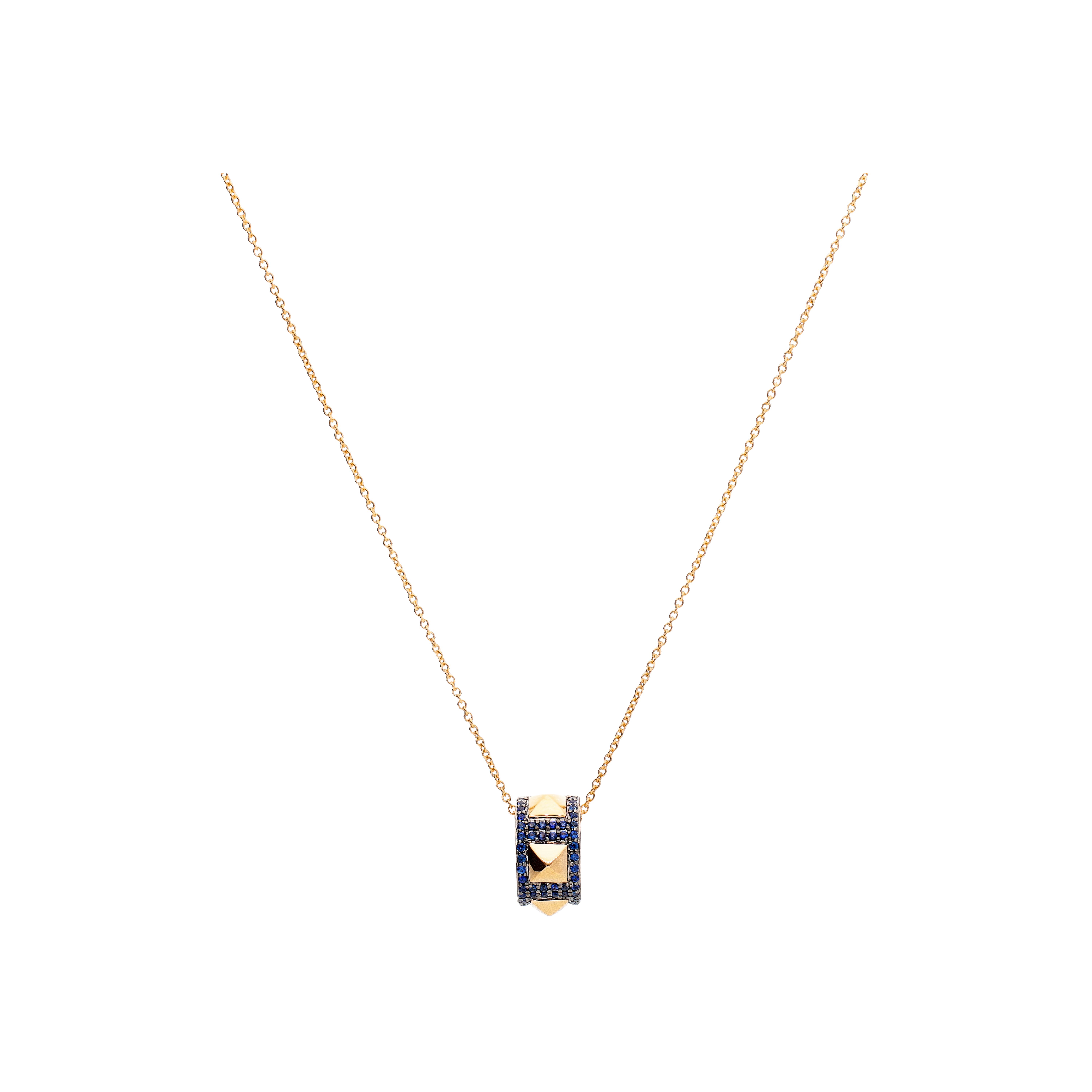 Bartorelli Italian Jewels | PENDENTE CON CATENA PIRAMIDI IN ORO ROSA E ZAFFIRI BLU - VP29442SBP (1)