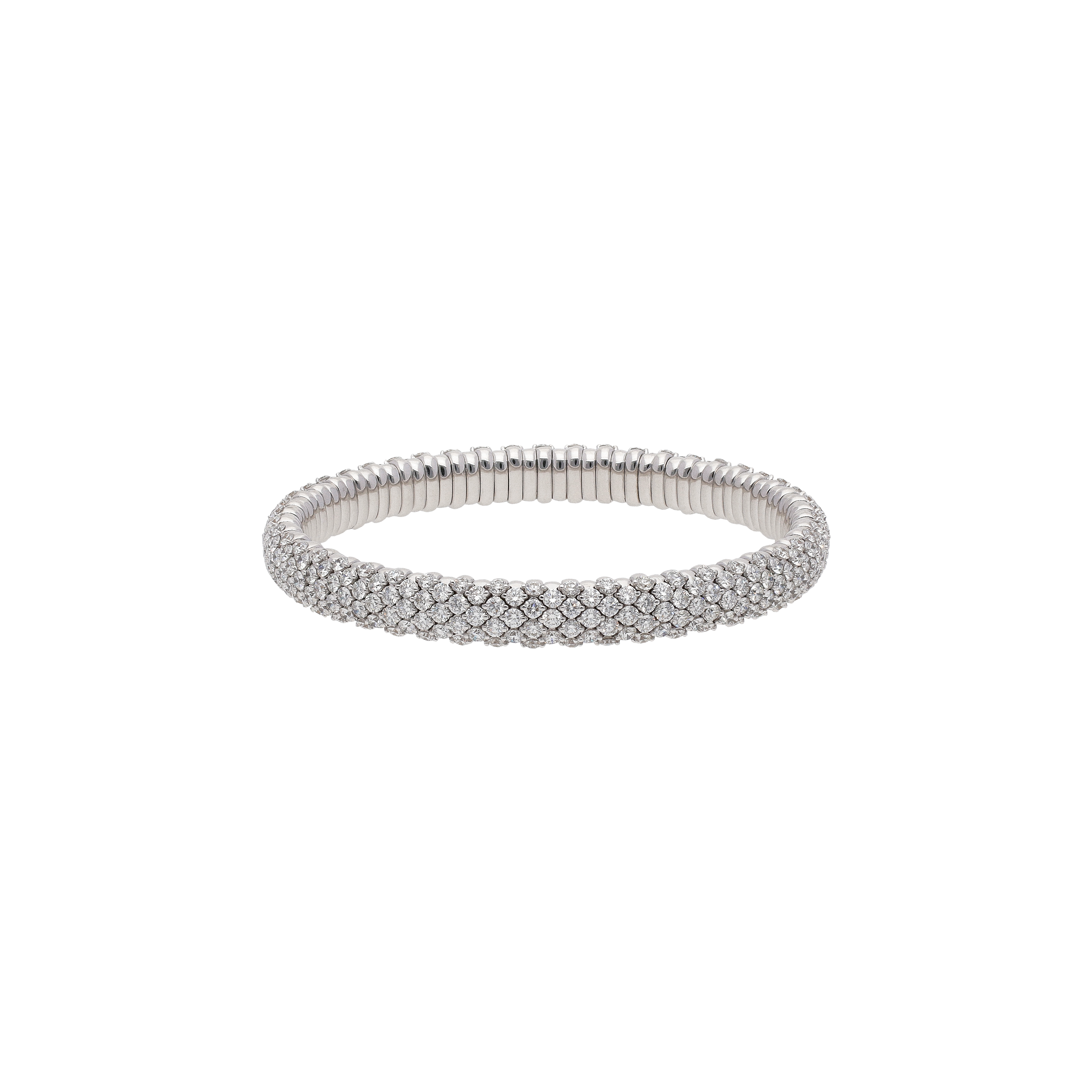 Bartorelli Italian Jewels | BRACCIALE ELASTICO IN ORO BIANCO CON PAV&Eacute; DI DIAMANTI BIANCHI - 285-3040 (1)