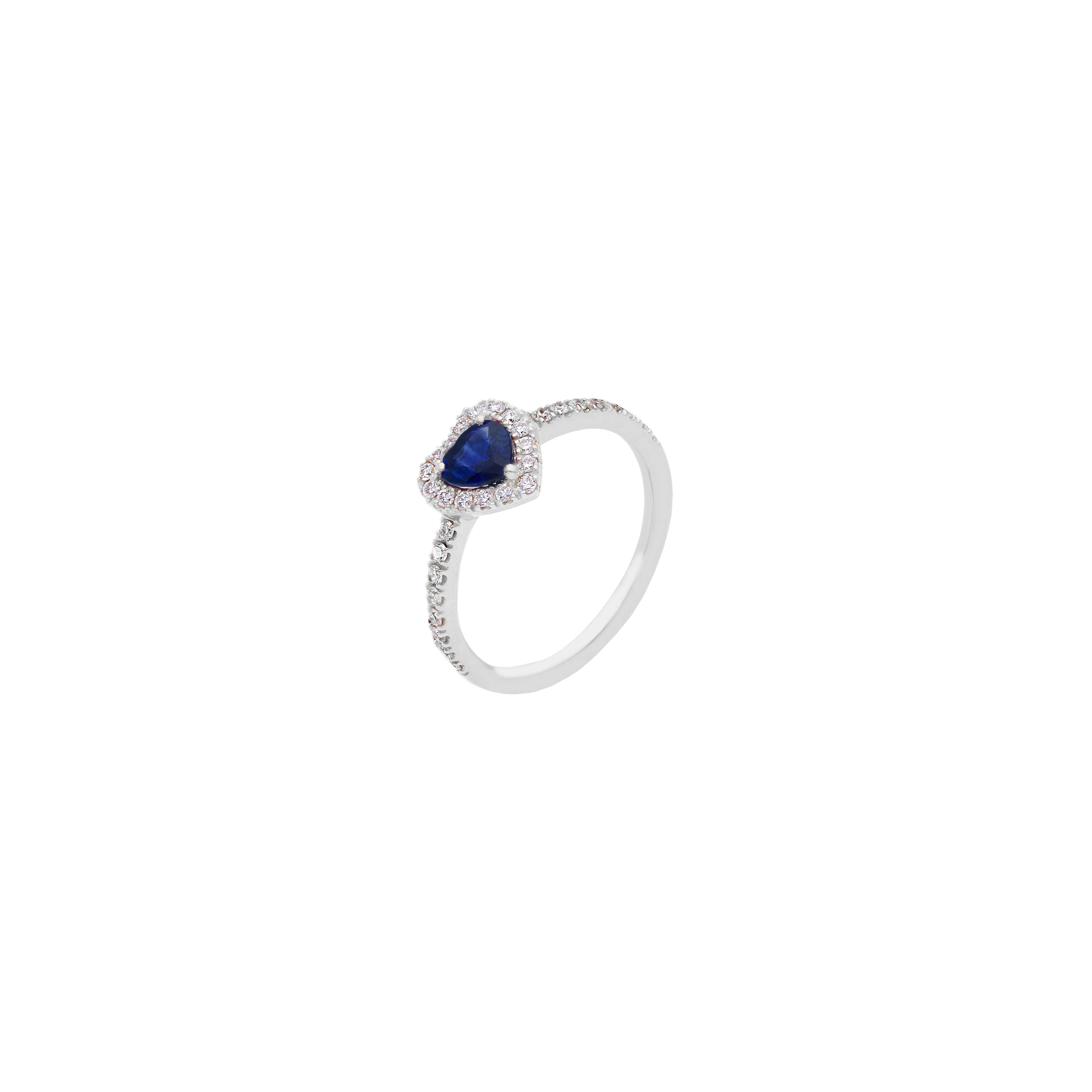 Bartorelli Italian Jewels | ANELLO CUORE IN ORO BIANCO CON DIAMANTI BIANCHI E ZAFFIRO BLU - 262500 (1)
