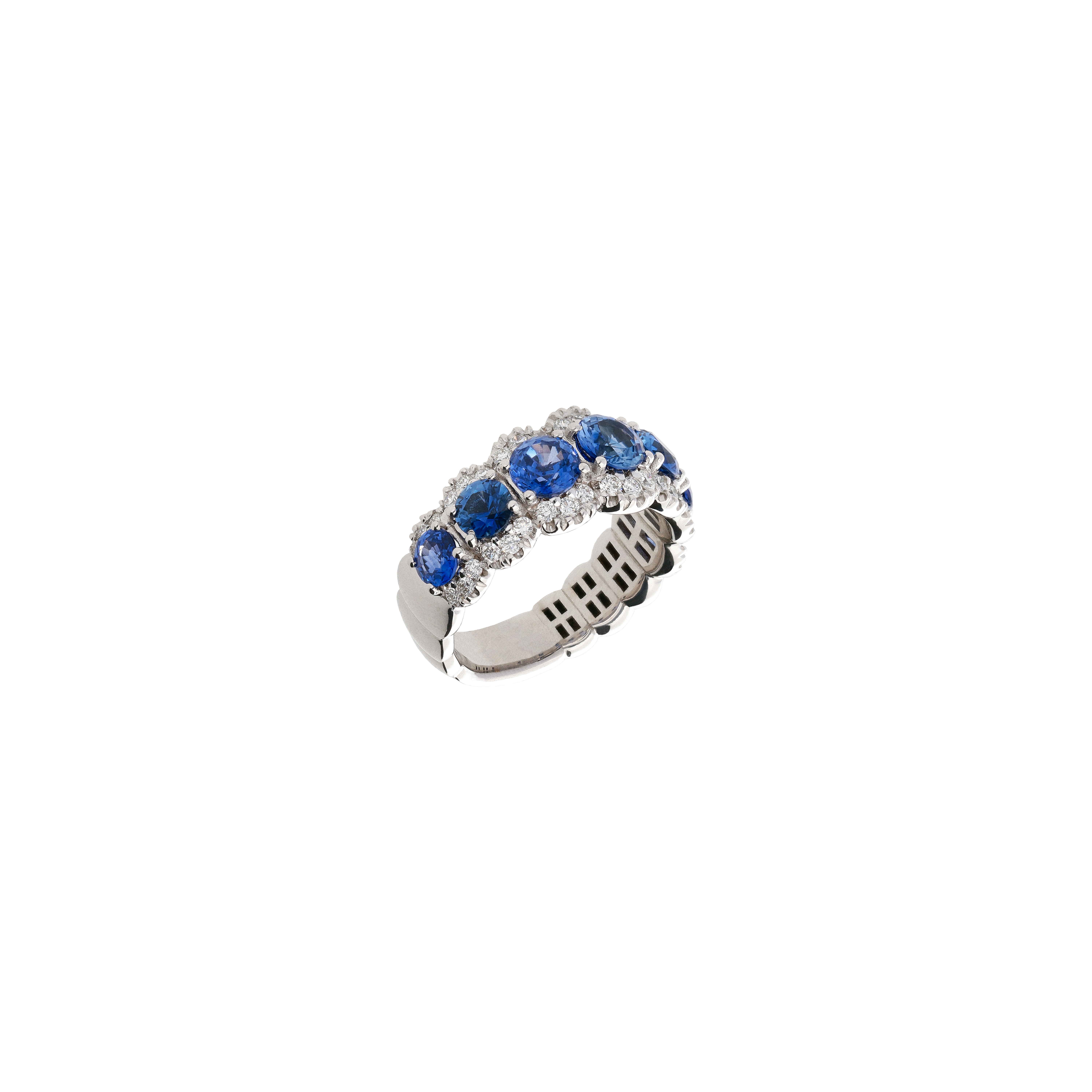 Bartorelli Italian Jewels | ANELLO IN ORO BIANCO CON DIAMANTI E ZAFFIRI BLU - 1AN1480772/5 (1)