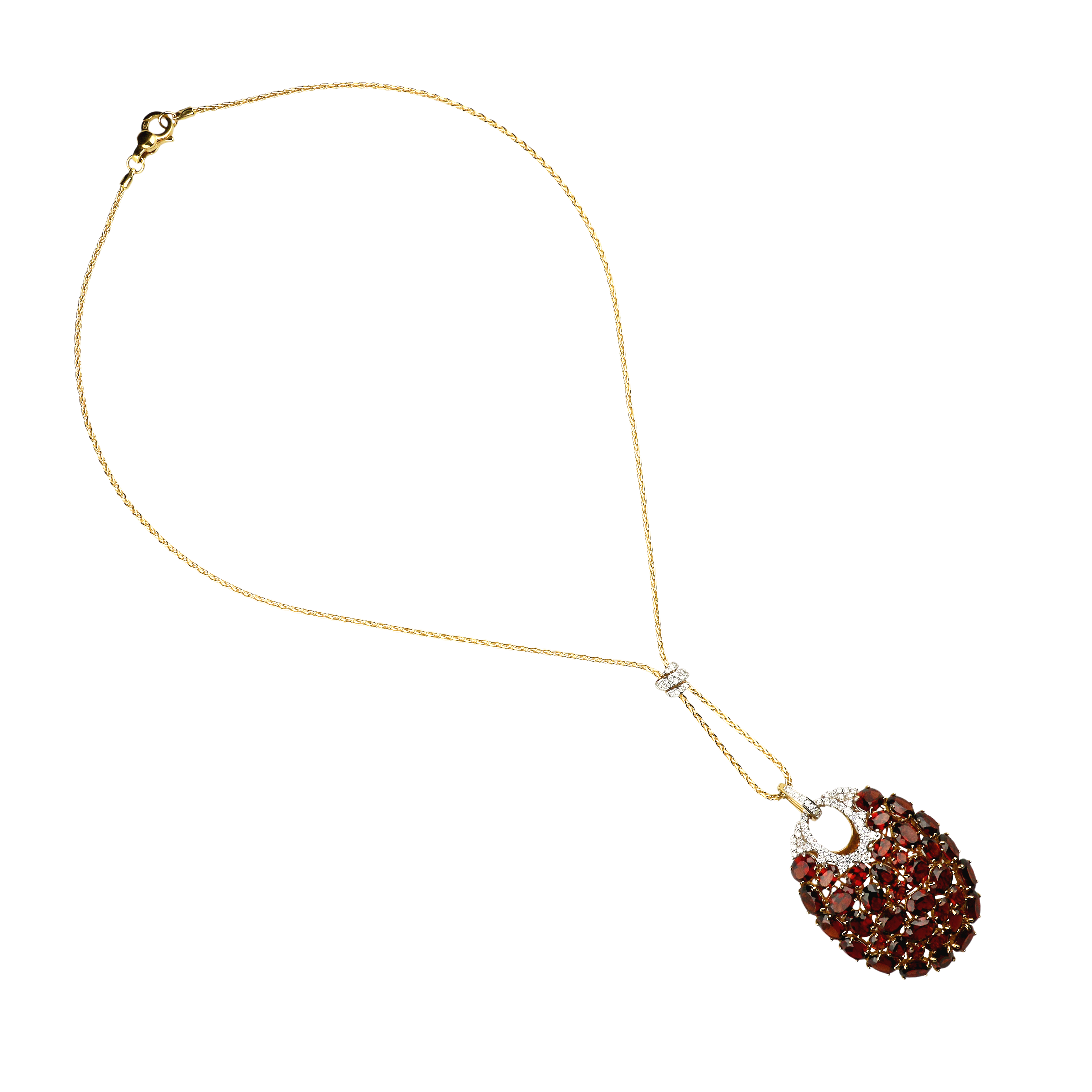 Bartorelli Italian Jewels | Collana in oro rosa 18 carati con granato e diamanti bianchi taglio brillante - CH110GRA (1)