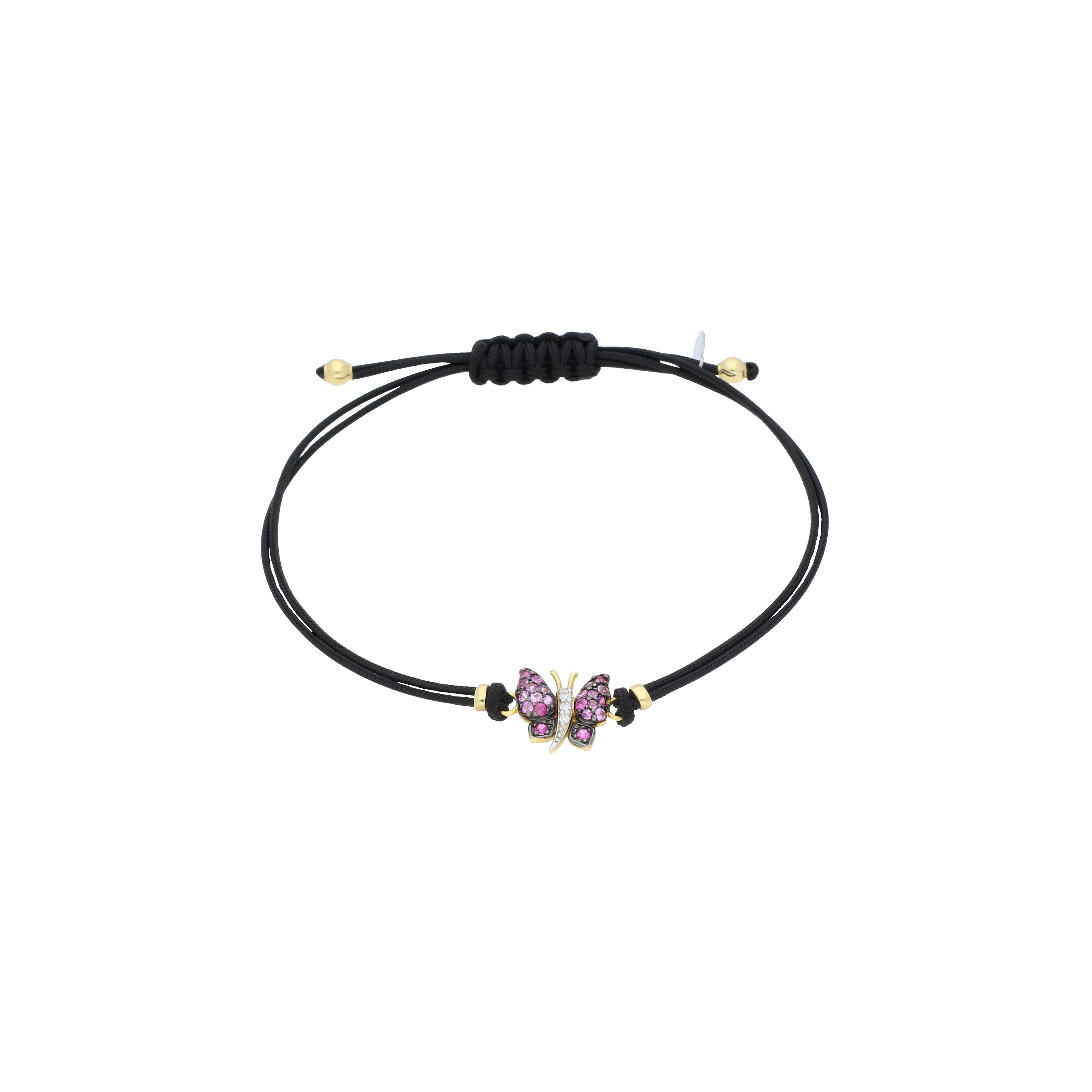 Bartorelli Italian Jewels | BRACCIALE IN CORDA CON FARFALLA IN ORO ROSA DIAMANTI E ZAFFIRI - CH17&102 (1)