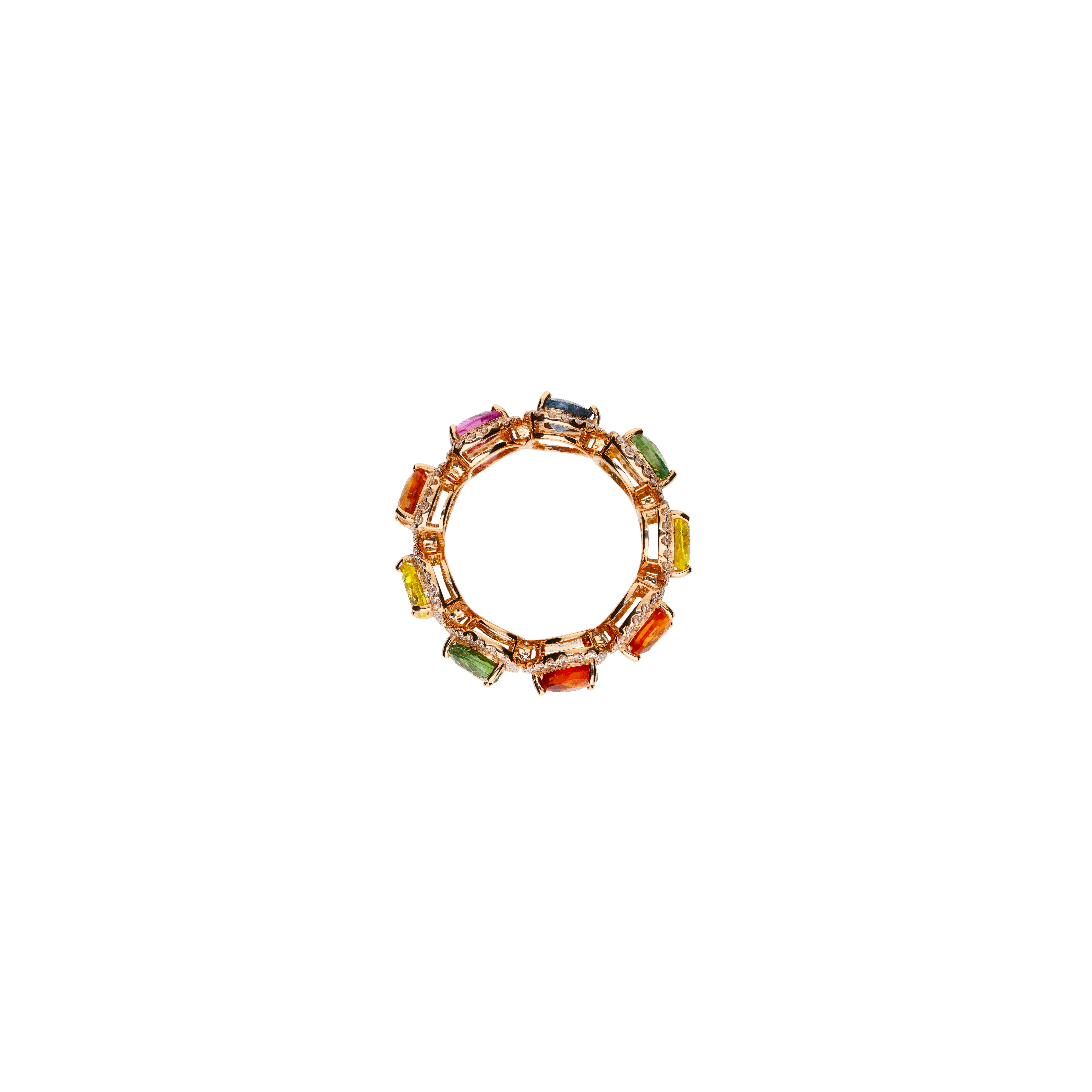 Bartorelli Italian Jewels | ANELLO CUORI IN ORO ROSA CON DIAMANTI BIANCHI E ZAFFIRI MULTICOLOR - AR3172/MCS (3)