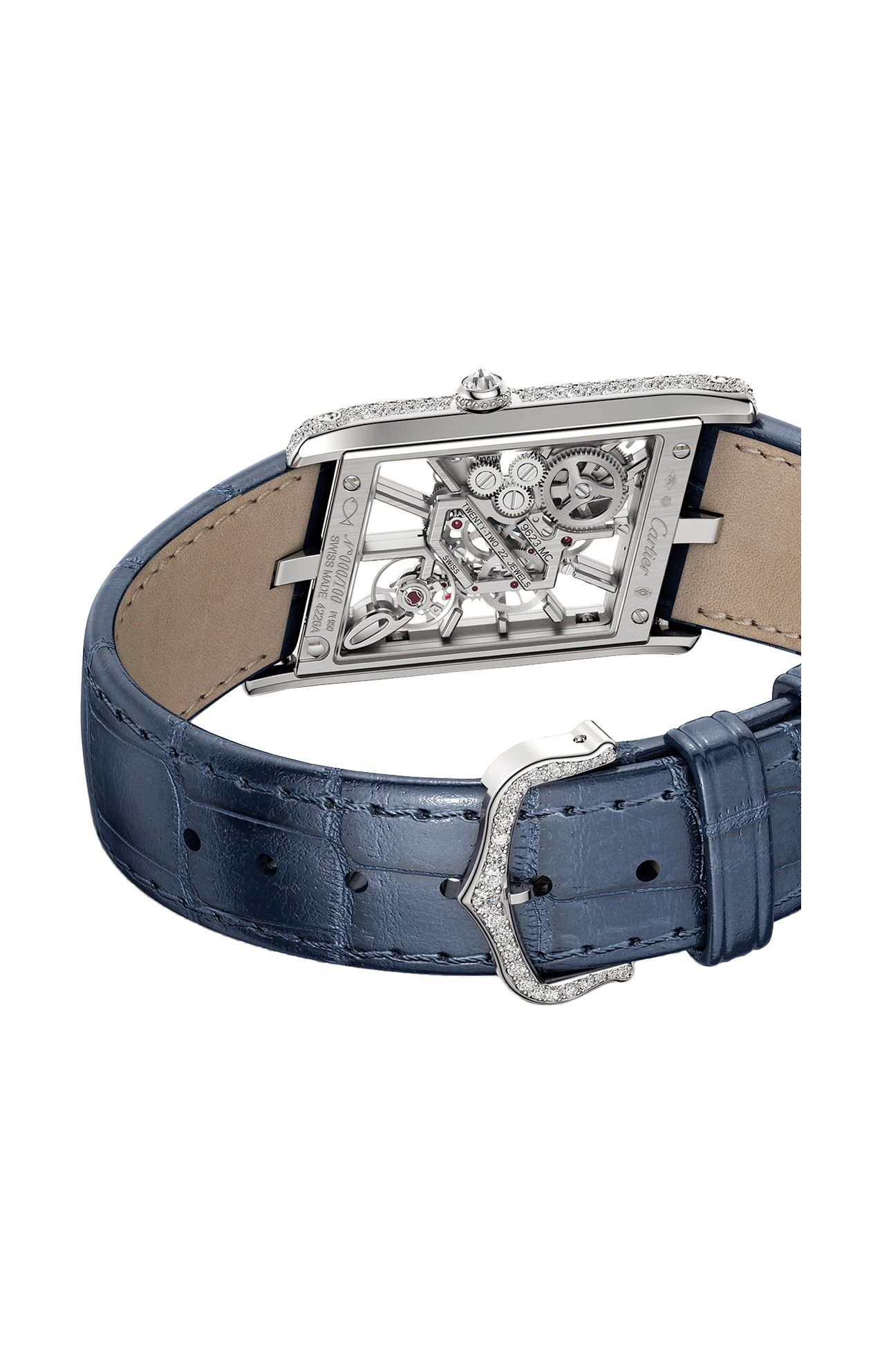 Cartier | TANK ASYM&Eacute;TRIQUE, PLATINO, DIAMANTI, SCHELETRATO, MANUALE - LIMITED EDITION - HPI01370 (2)