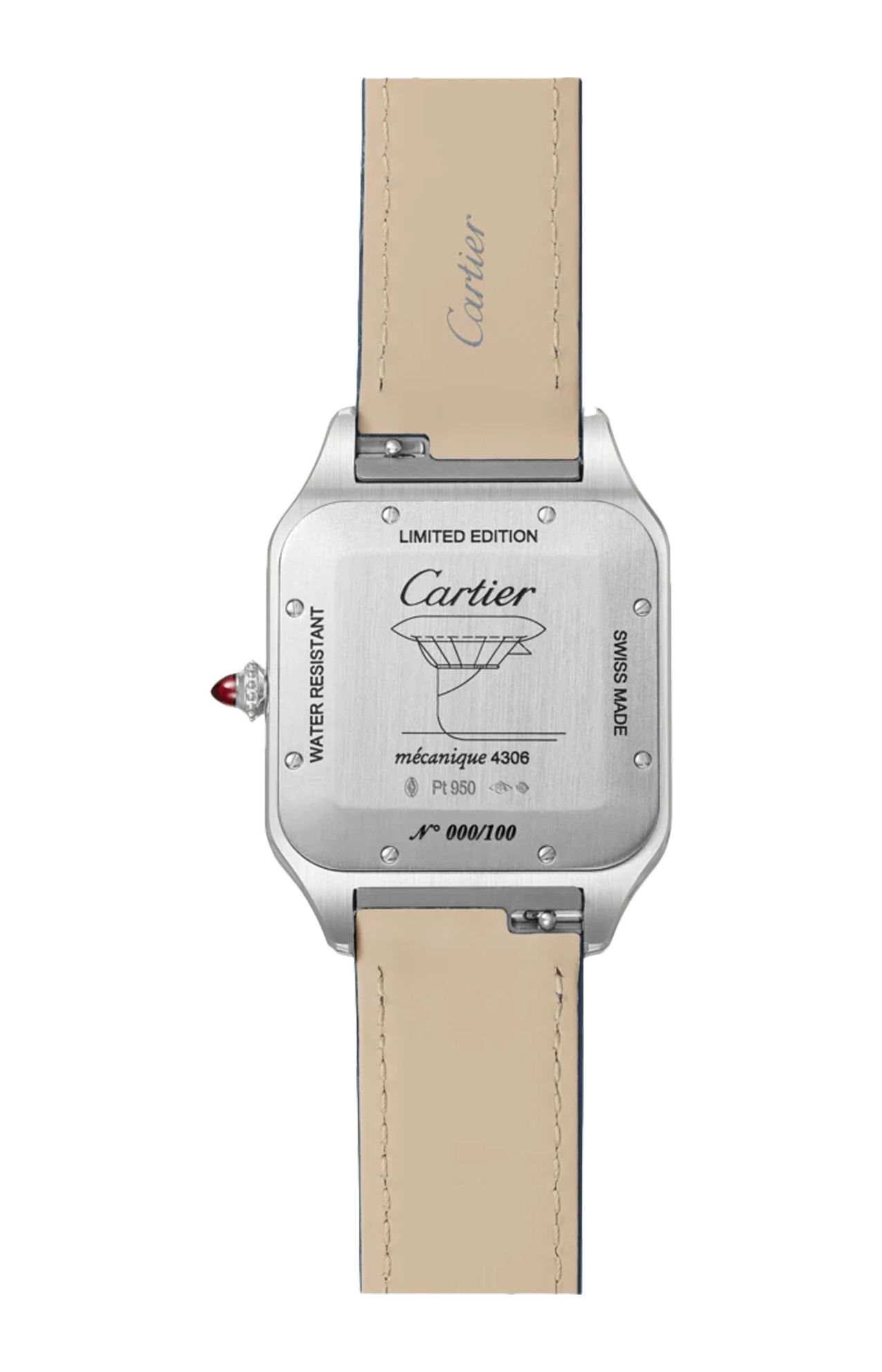 Cartier | PREZIOSO COFANETTO SANTOS-DUMONT, MODELLO EXTRA-LARGE, PLATINO, MANUALE - LIMITED EDITION - WGSA0050 (4)