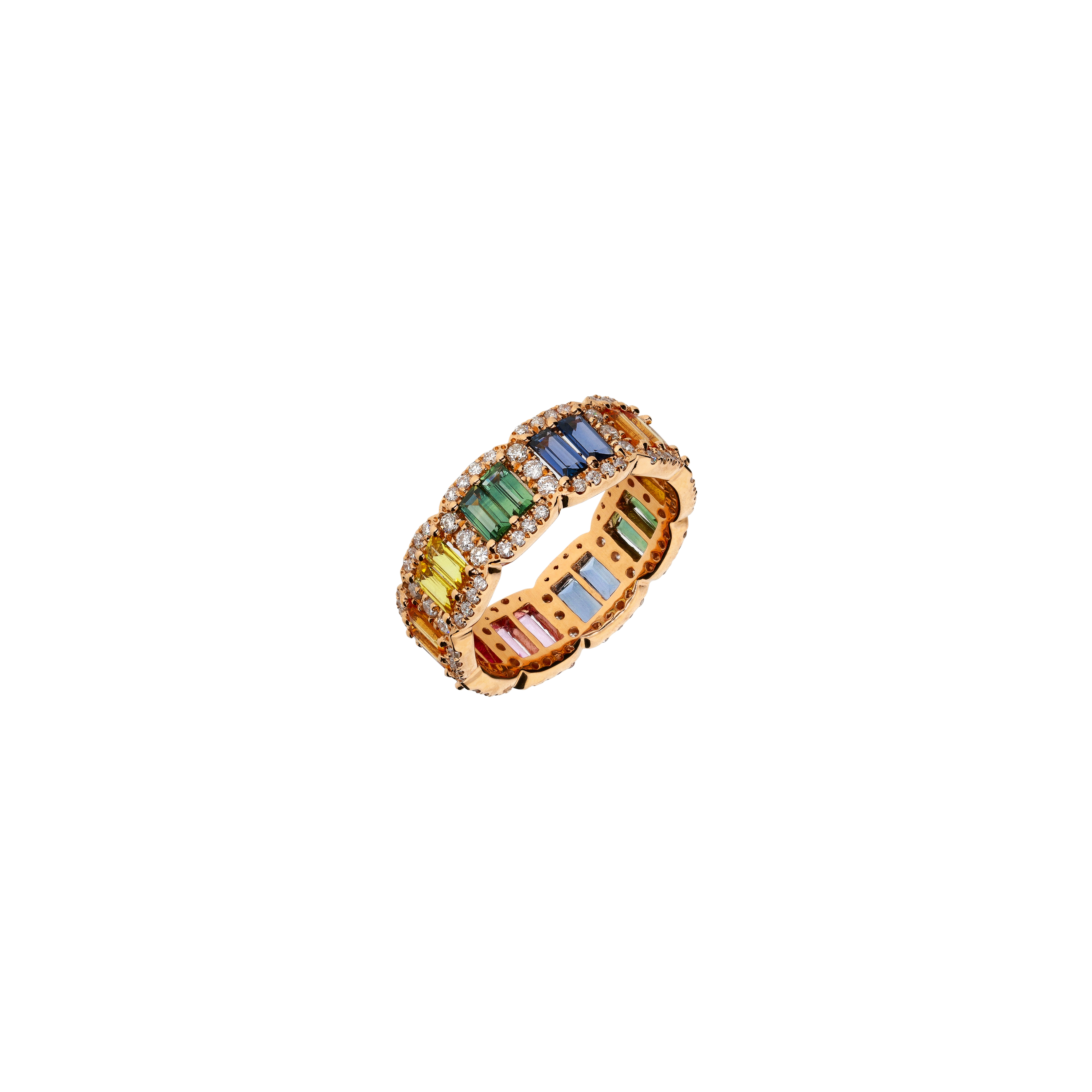 Bartorelli Italian Jewels | ANELLO RAINBOW IN ORO ROSA CON ZAFFIRI MULTICOLOR E DIAMANTI - KR1196MS (1)