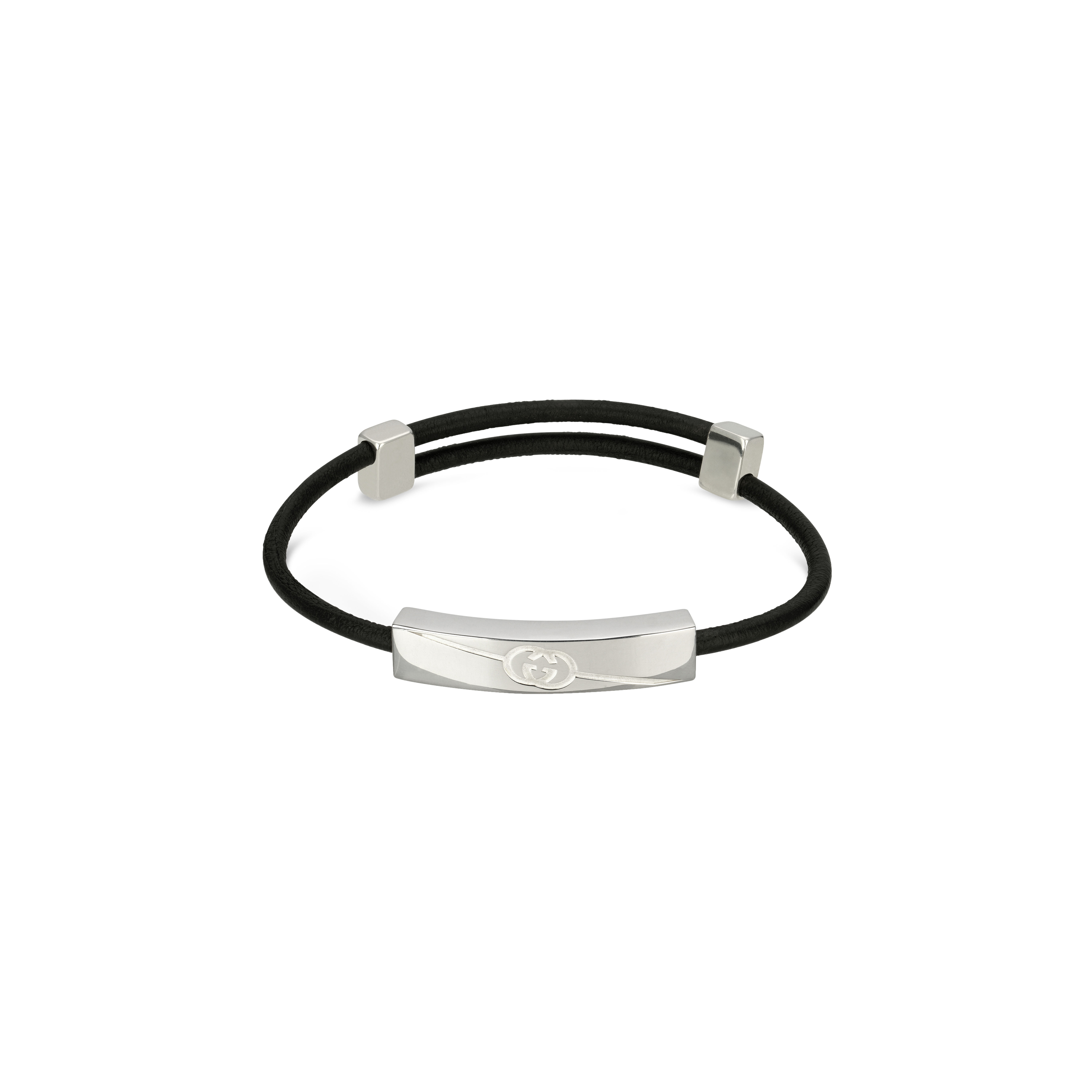 Gucci | BRACCIALE GUCCI TAG IN ARGENTO E CORDONE - YBA774464001 (1)