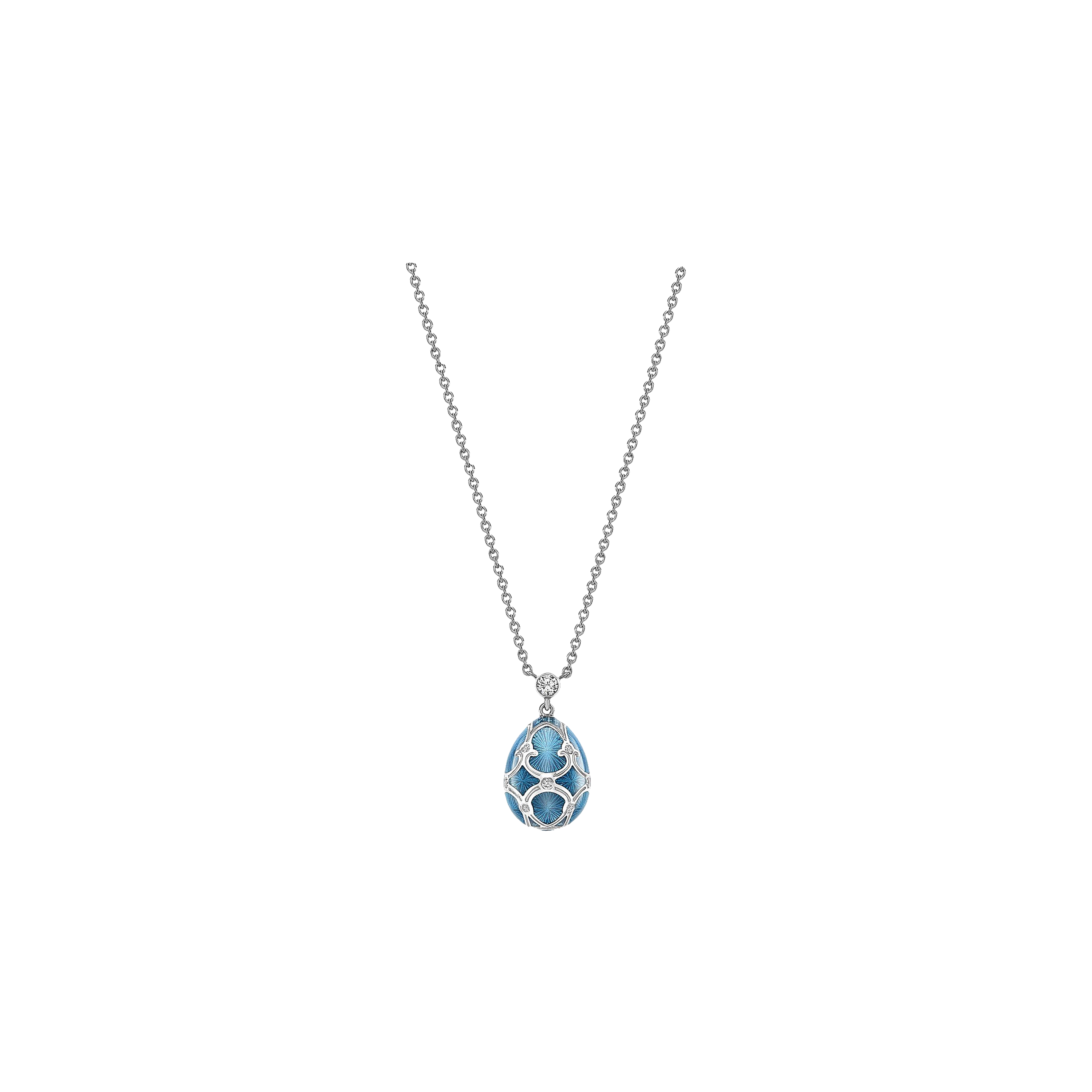 Faberg&eacute; | OVETTO FABERG&Eacute;PETITE HERITAGE IN ORO BIANCO, DIAMANTI E SMALTO VERDE ACQUA GUILLOCH&Eacute; - 1152FP2454 (1)