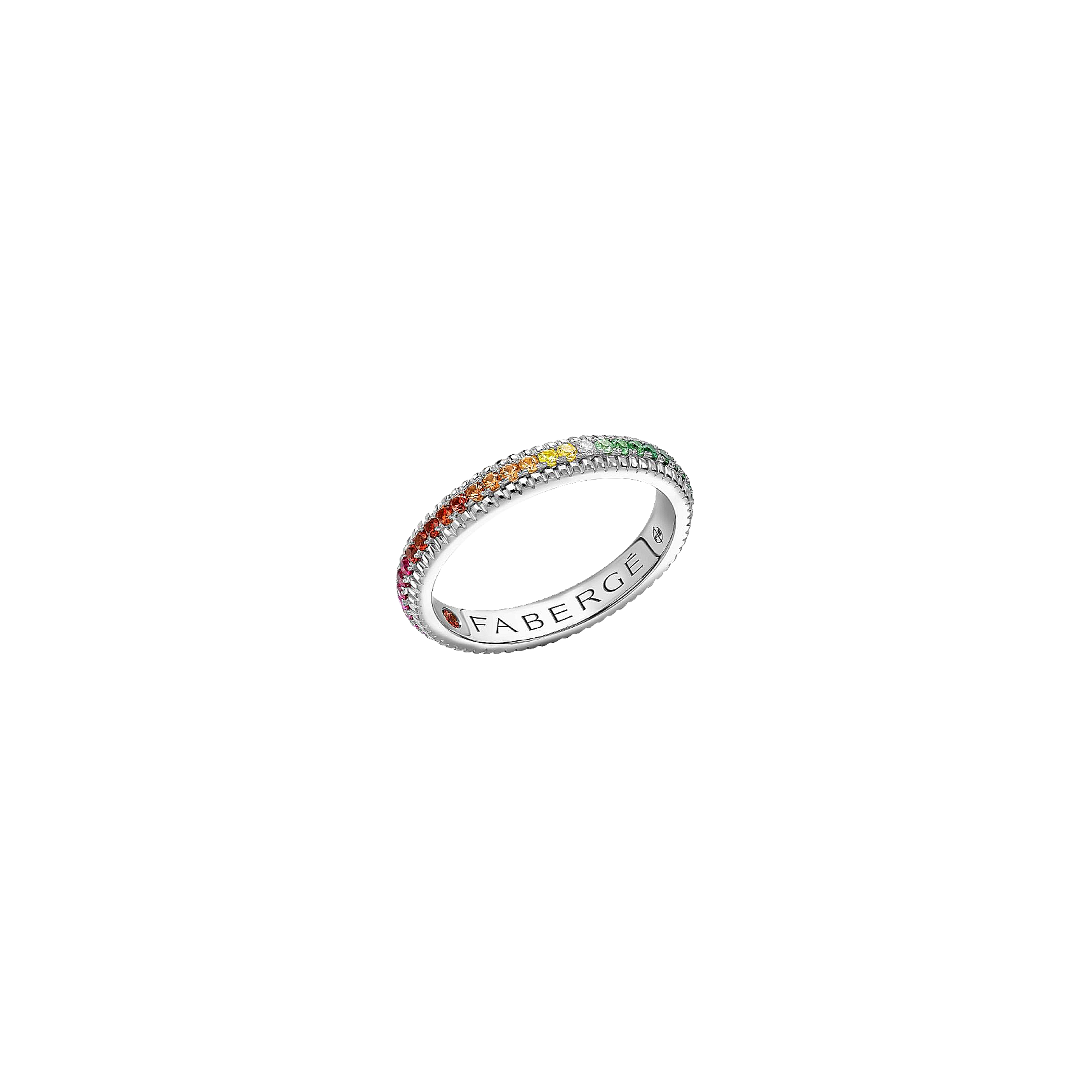 Faberg&eacute; | ANELLO ETERNITY COLOURS OF LOVE IN ORO BIANCO CON PIETRE PREZIOSE MULTICOLORE RAINBOW - 847RG2567 (1)