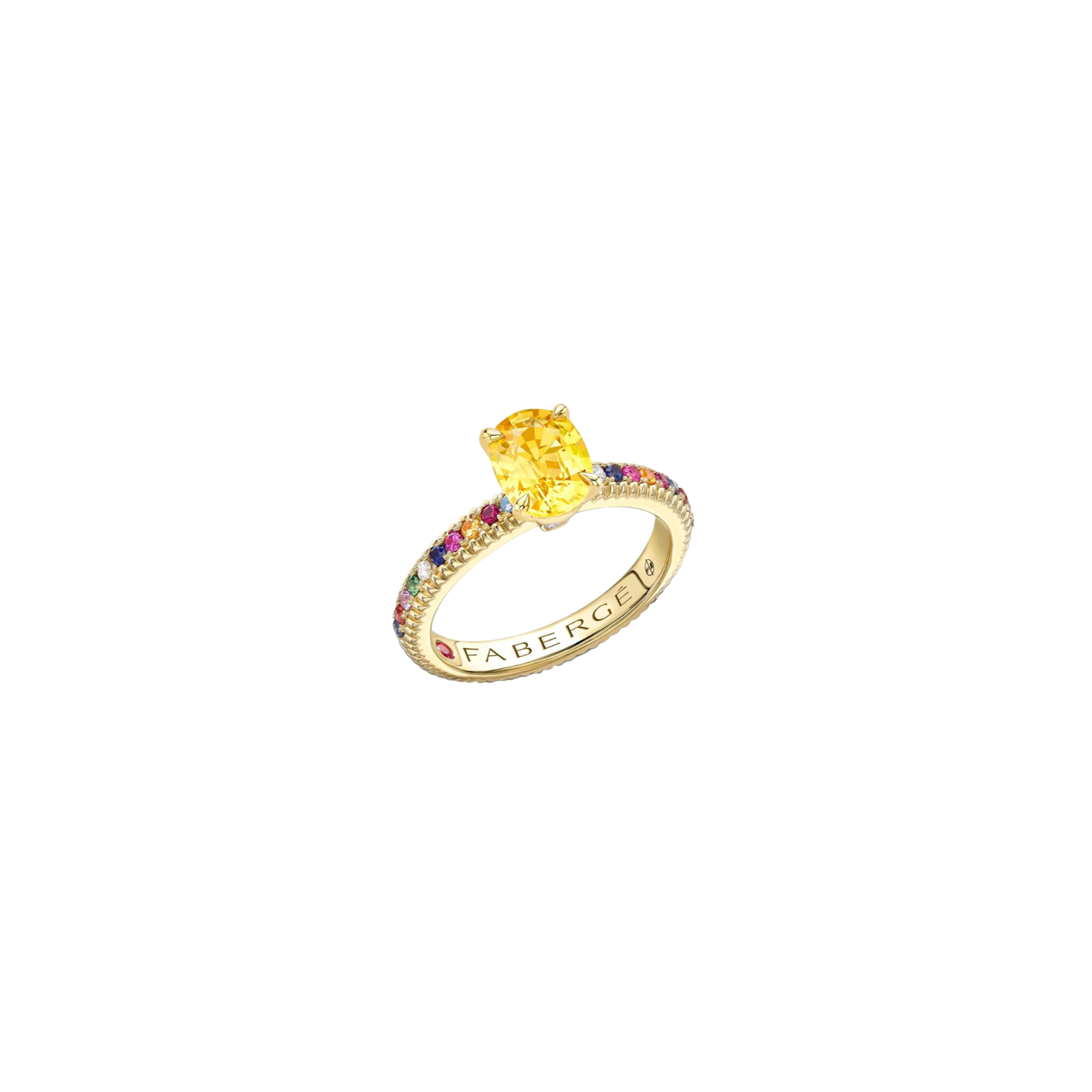 Faberg&eacute; | ANELLO COLOURS OF LOVE IN ORO GIALLO CON ZAFFIRO GIALLO E PIETRE PREZIOSE MULTICOLOR - 831RG3081 (1)