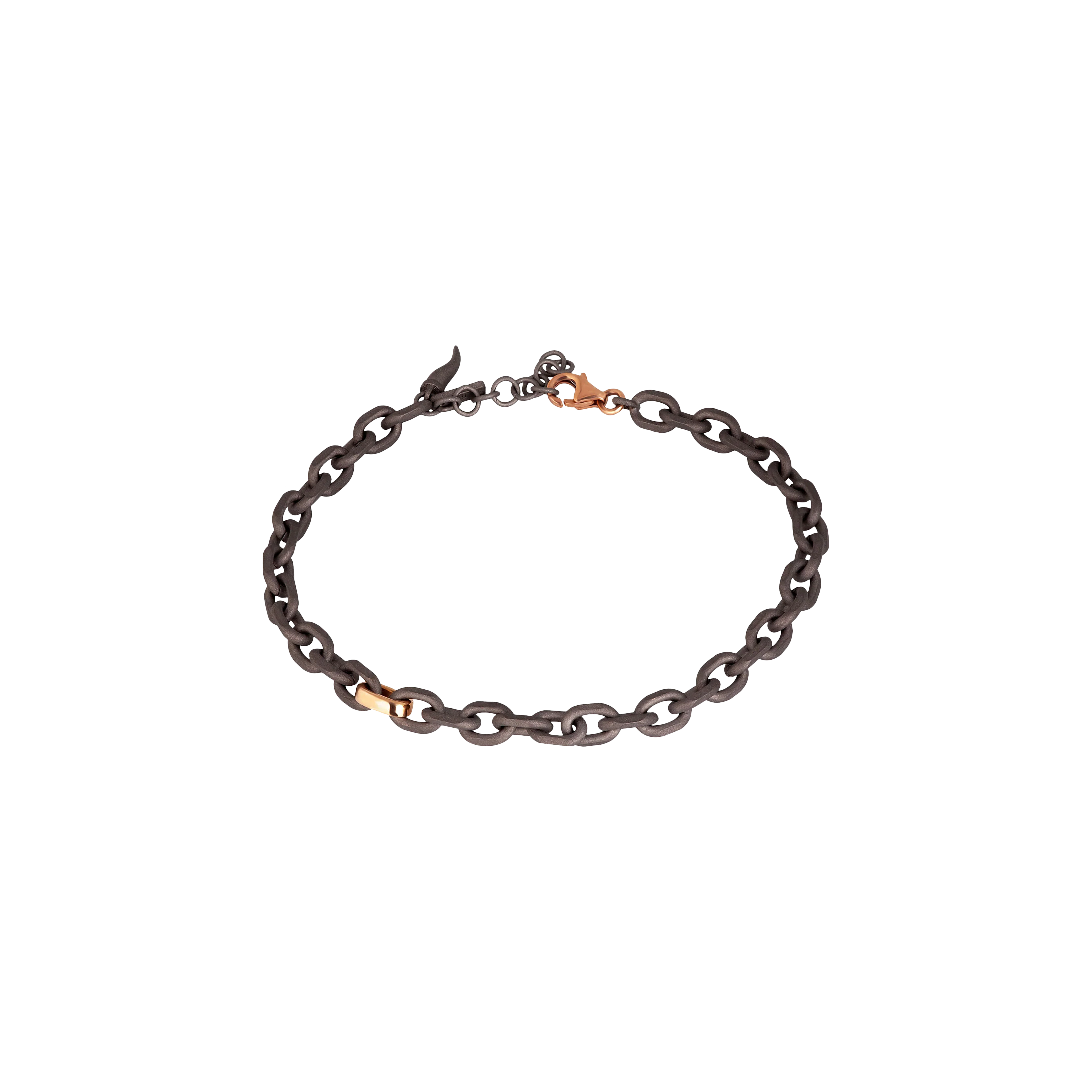 Mano | J . | BRACCIALE UOMO MINIMAL CON CATENA IN TITANIO E ORO ROSSO 9 KT - CATBRT1RG (1)