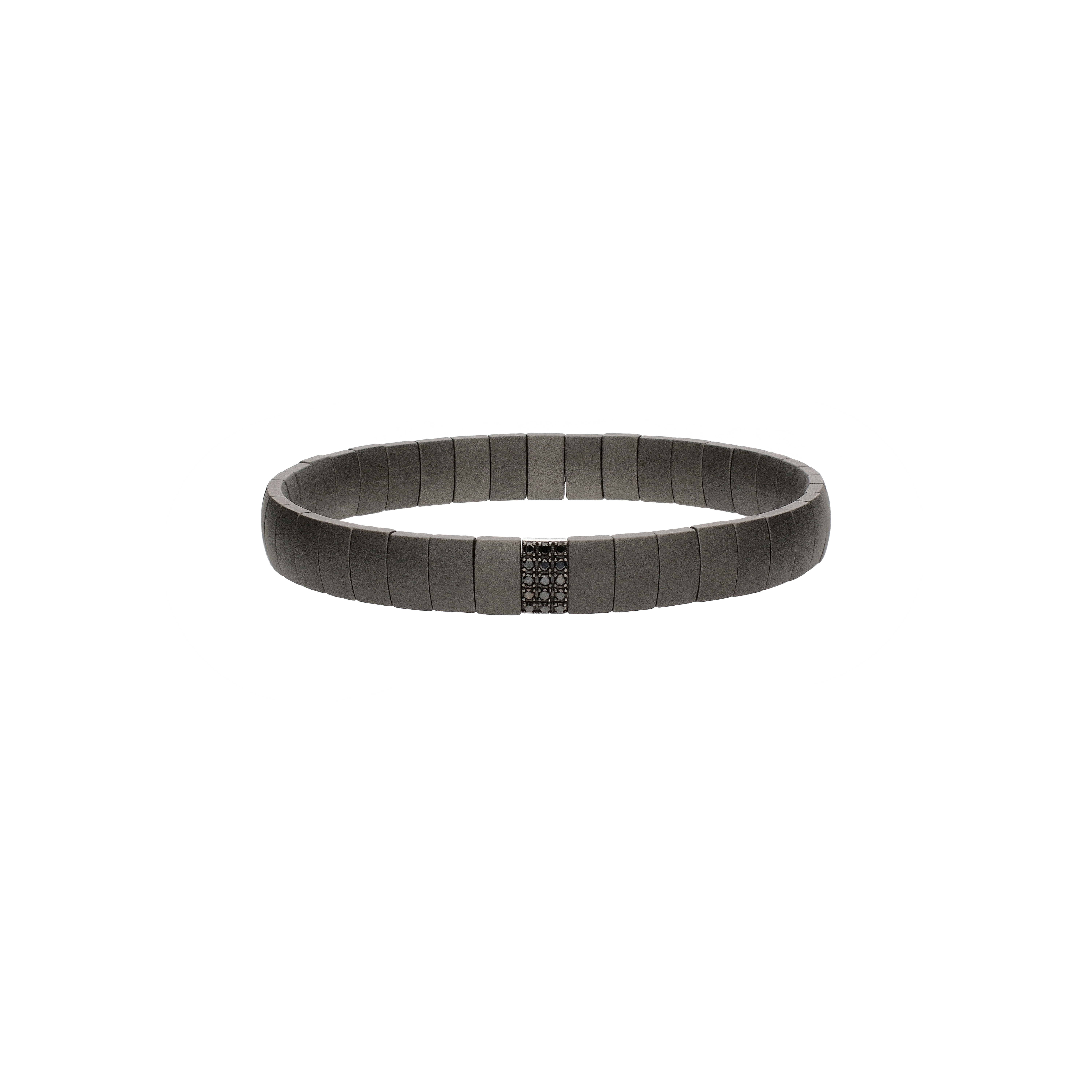 Mano | J . | BRACCIALE ELASTICA DOPPIA MOLLA, MODULI BOMB&Eacute; BIG IN TITANIO 1 MODULO IN ORO BIANCO CON DIAMANTI BLACK - SPRBRBOBMTBRBIG (1)