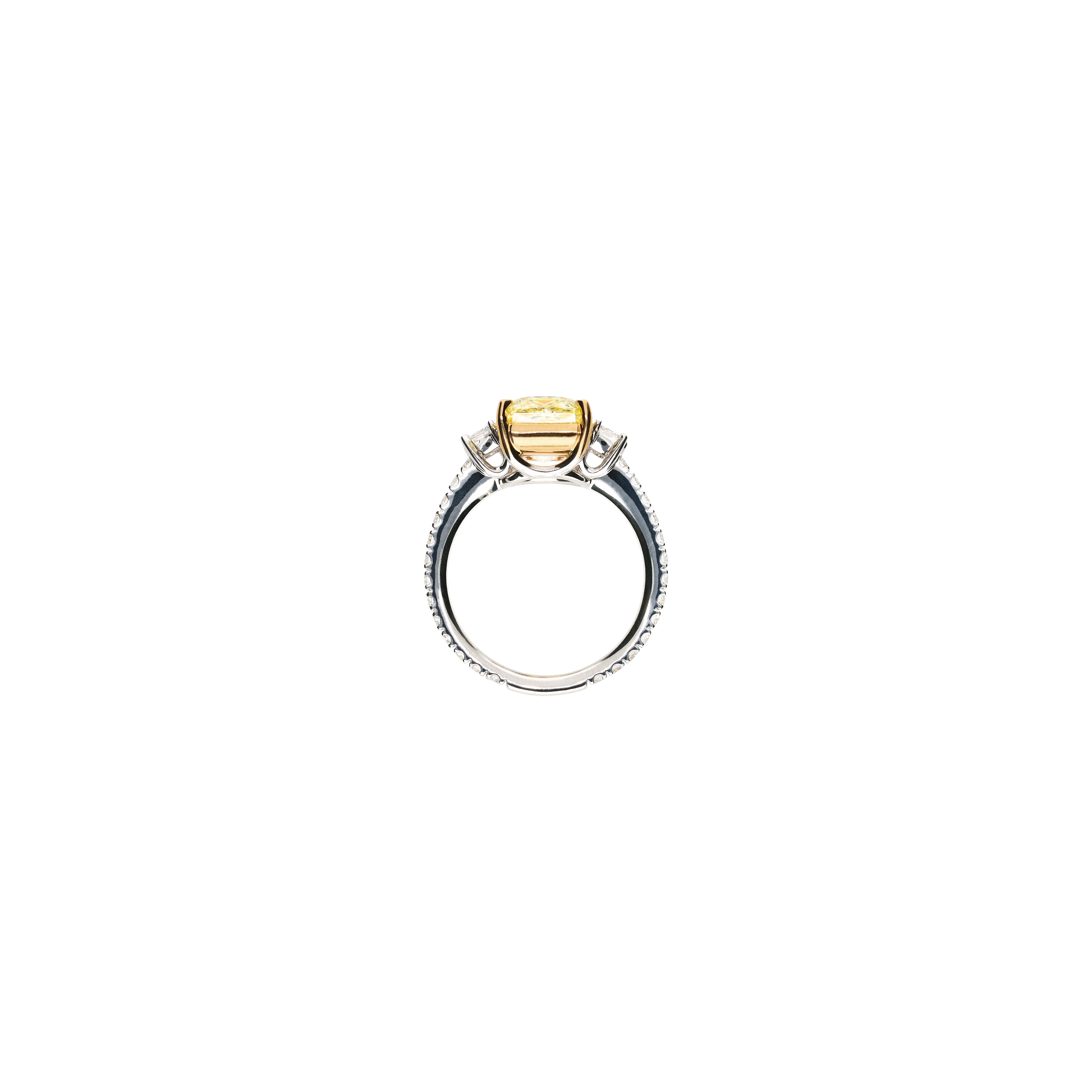 Bartorelli Italian Jewels | ANELLO SOLITARIO IN ORO BIANCO CON DIAMANTE  FANCY LIGHT YELLOW E DIAMANTI BIANCHI - 000-5053NS (3)