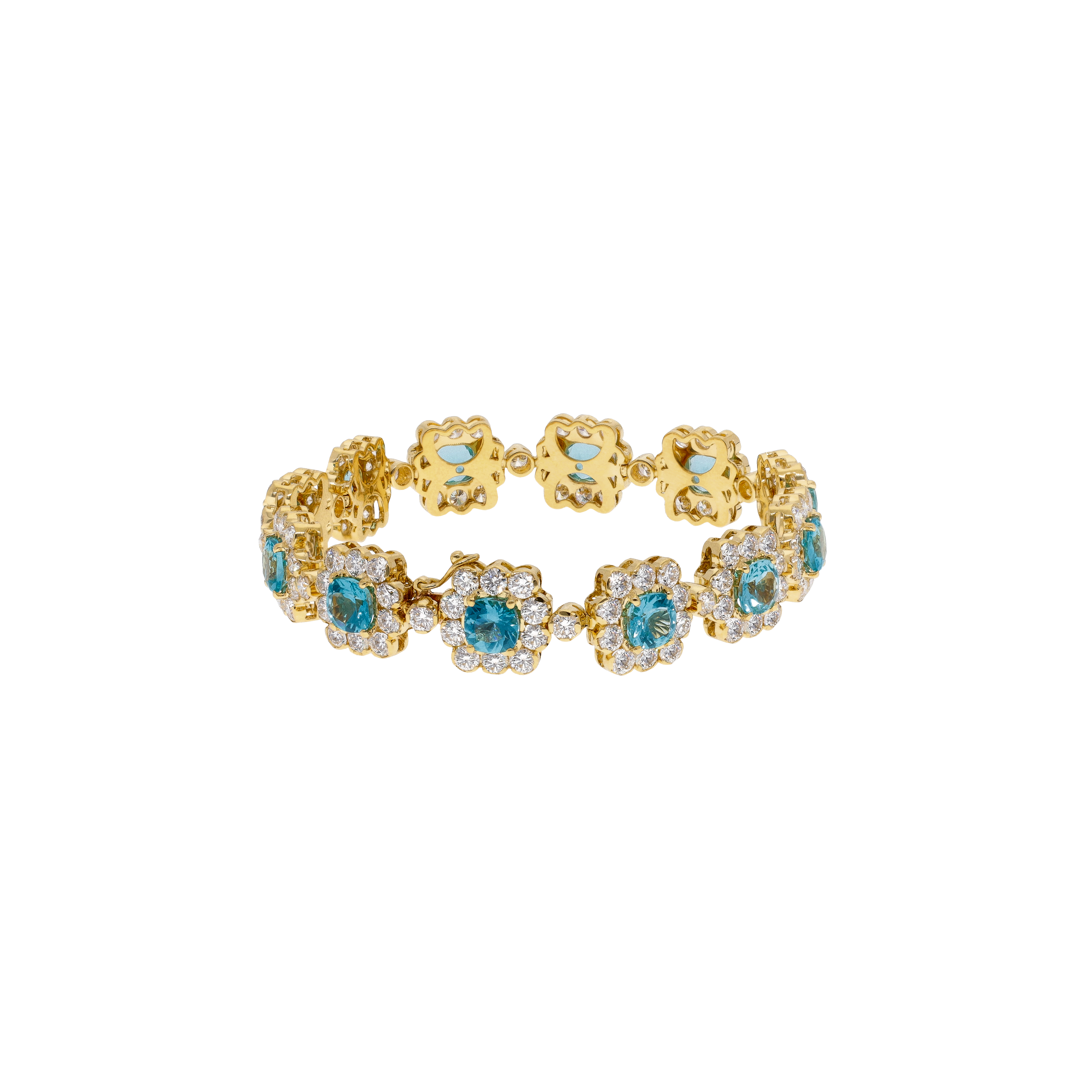 Bartorelli Italian Jewels | BRACCIALE MORBIDO ROSETTE IN ORO GIALLO CON DIAMANTI E APATITE - 1PU0032278/4 (1)