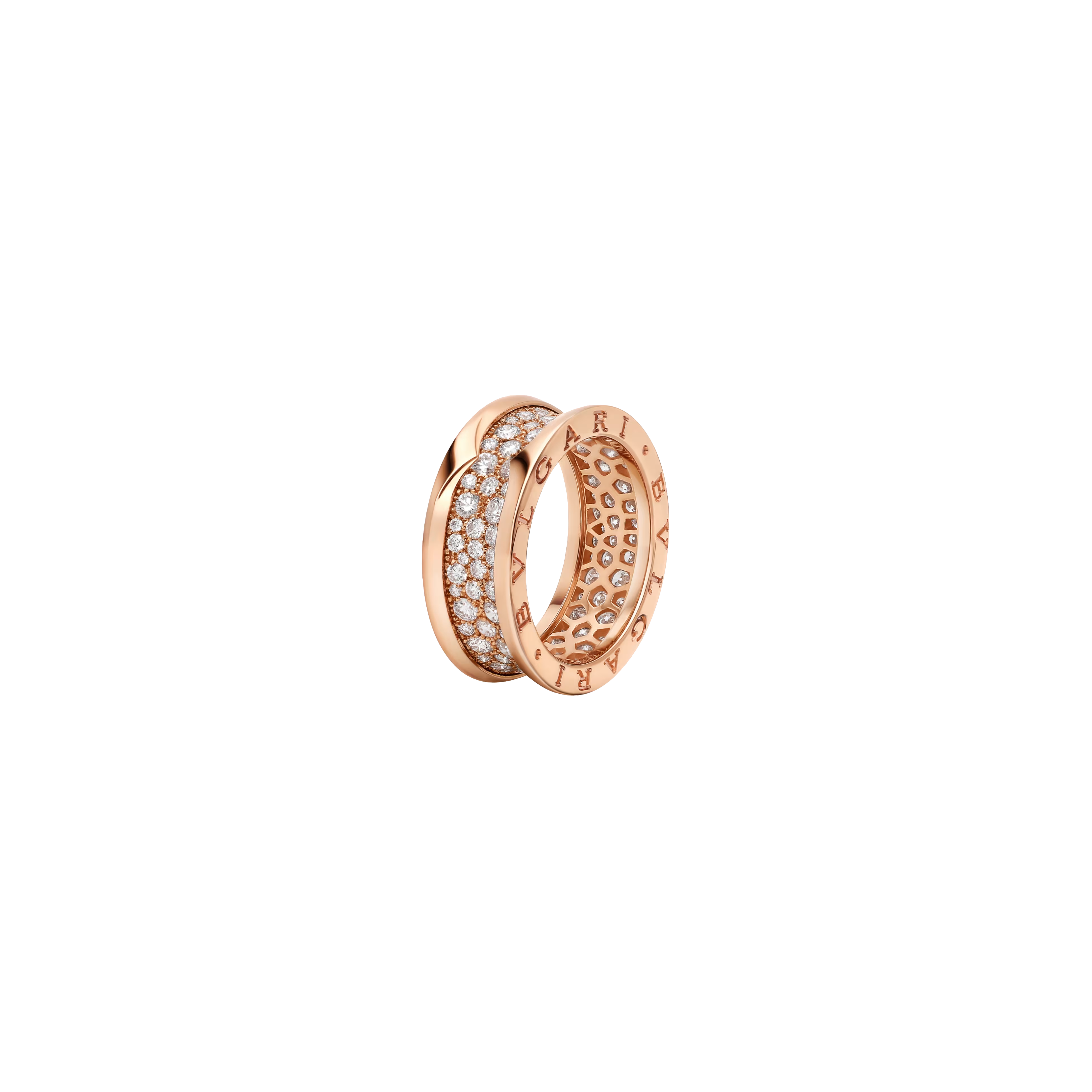Bulgari | ANELLO B.ZERO1 IN ORO ROSA CON PAV&Eacute; DI DIAMANTI LUNGO LA SPIRALE - AN860150 (1)