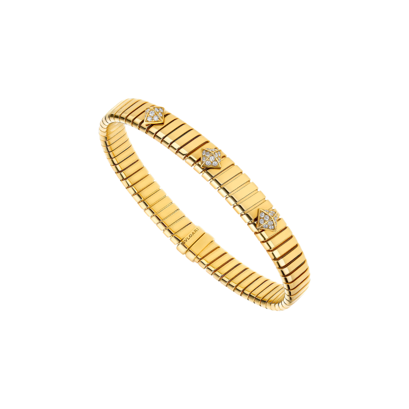 Bulgari | BRACCIALE BVLGARI TUBOGAS IN ORO GIALLO E DIAMANTI - BR860071 (1)