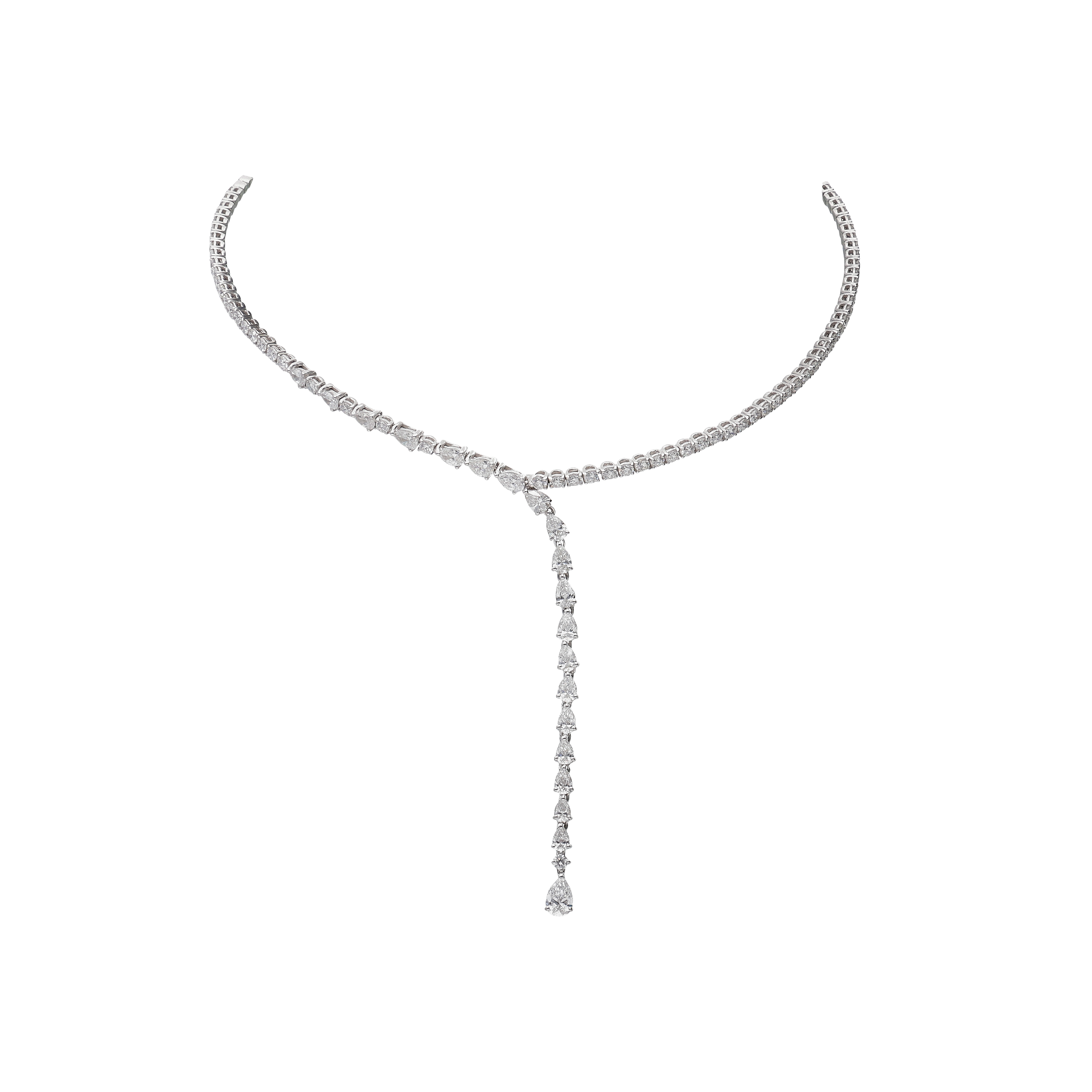 Bartorelli Italian Jewels | COLLANA GIROCOLLO RIGIDA IN ORO BIANCO E DIAMANTI CON UNA FILA DI DIAMANTI PENDENTI - 171-2167MOD (1)