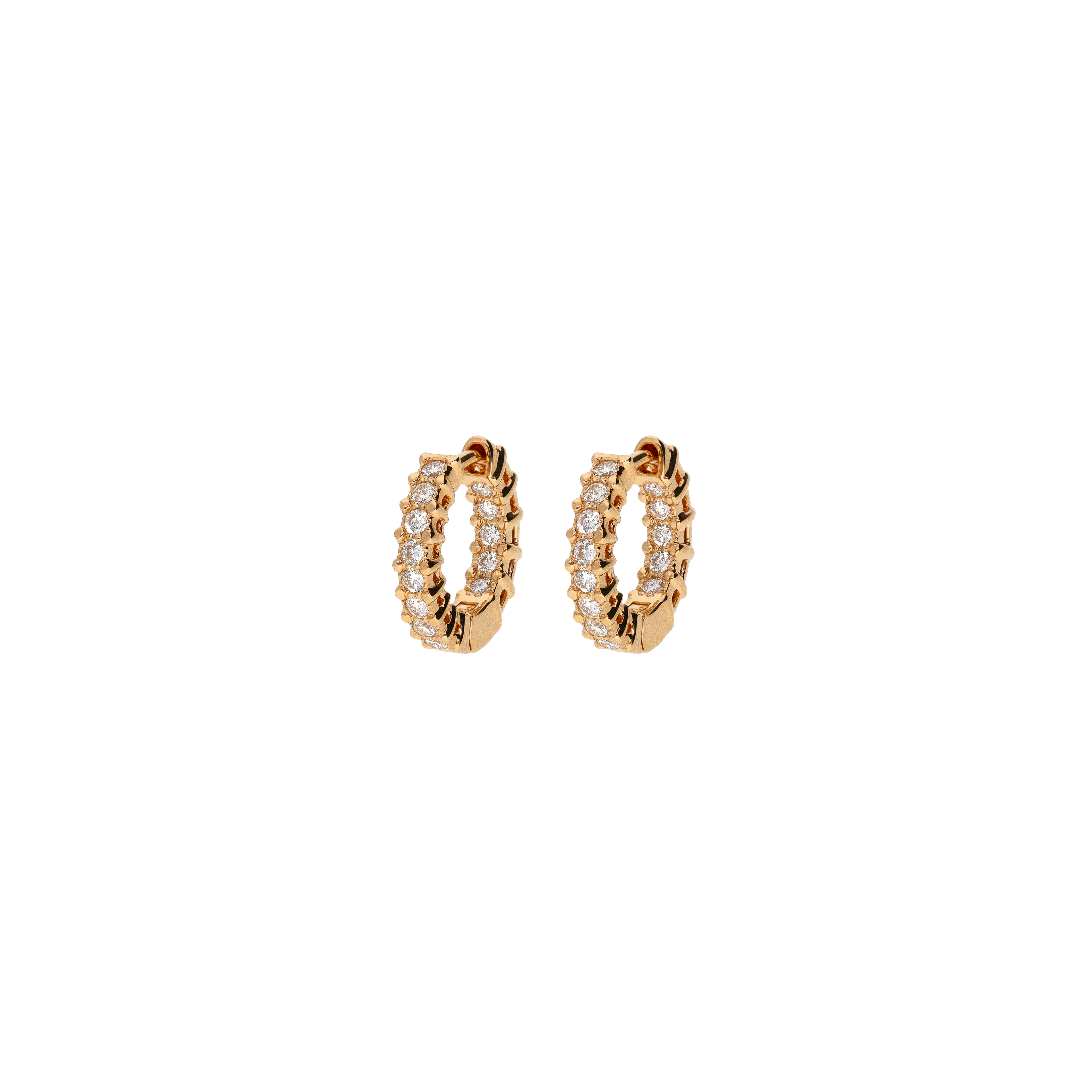 Bartorelli Italian Jewels | ORECCHINI A CERCHIO PICCOLO IN ORO ROSA CON PAV&Eacute; DI DIAMANTI - 411-ORCERC2 (2)