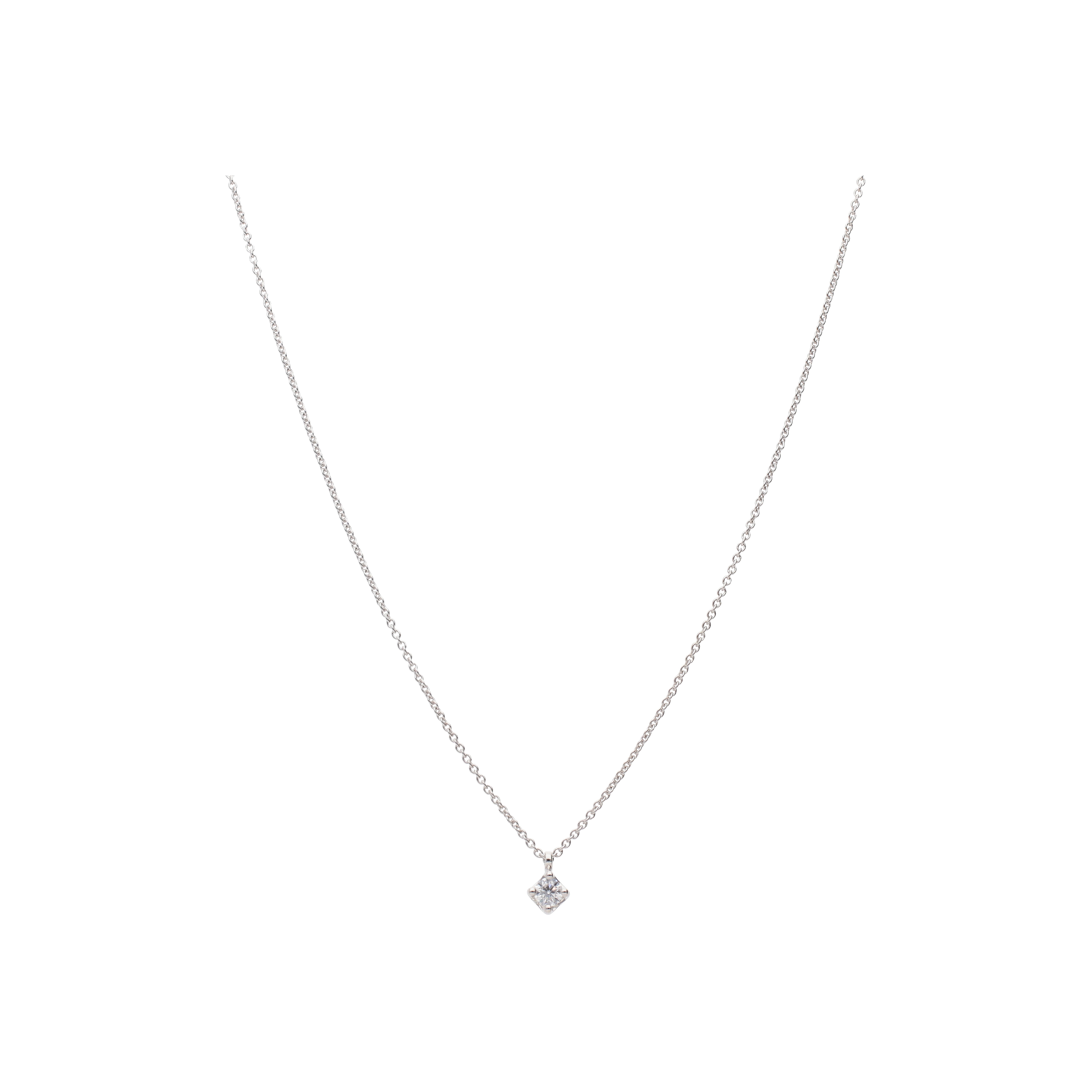 Bartorelli Italian Jewels | COLLANA PUNTO LUCE SOLITARIO IN ORO BIANCO E DIAMANTE - 318-2595-C-380 (1)