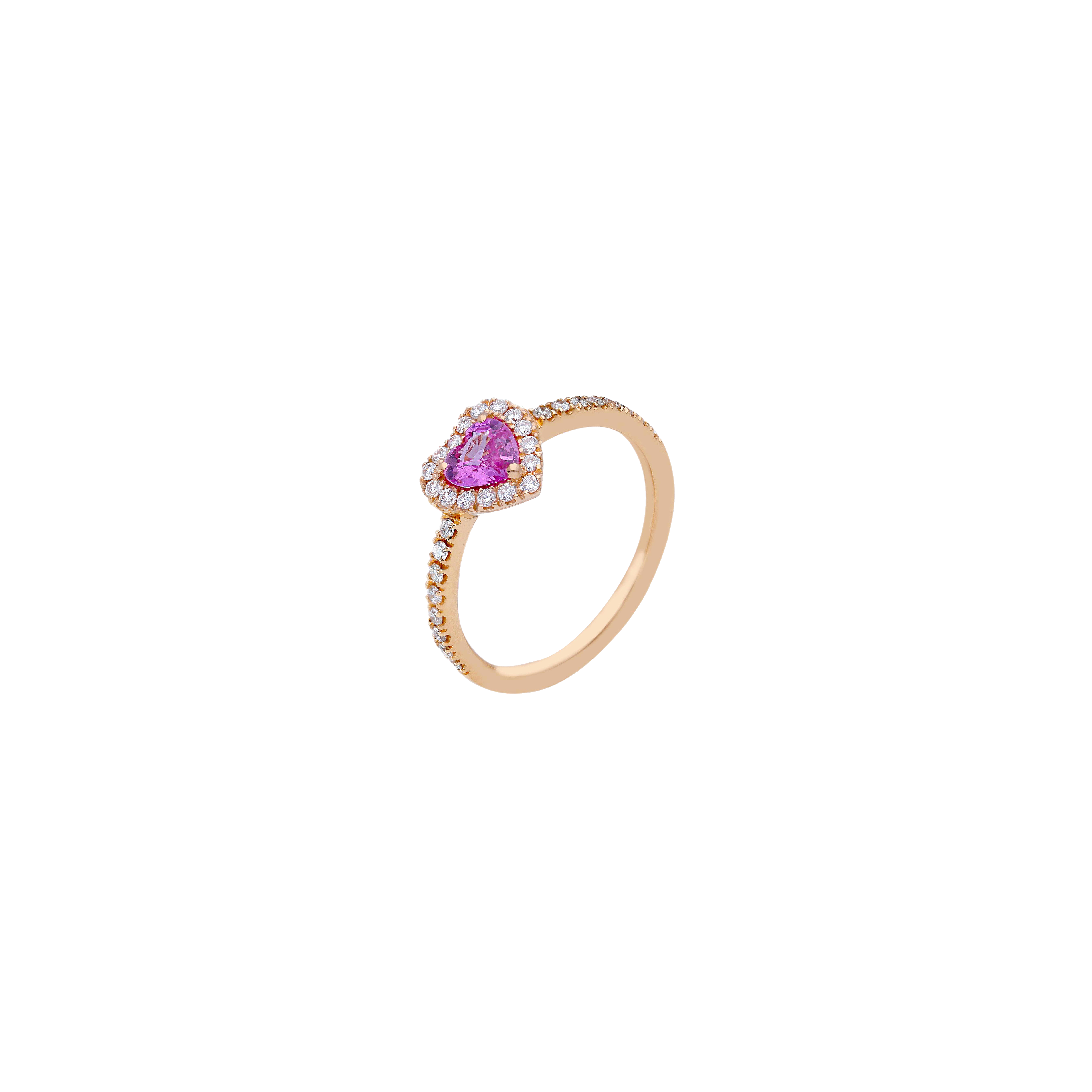Bartorelli Italian Jewels | ANELLO CUORE IN ORO ROSA CON ZAFFIRO ROSA E DIAMANTI BIANCHI - 262713 (1)