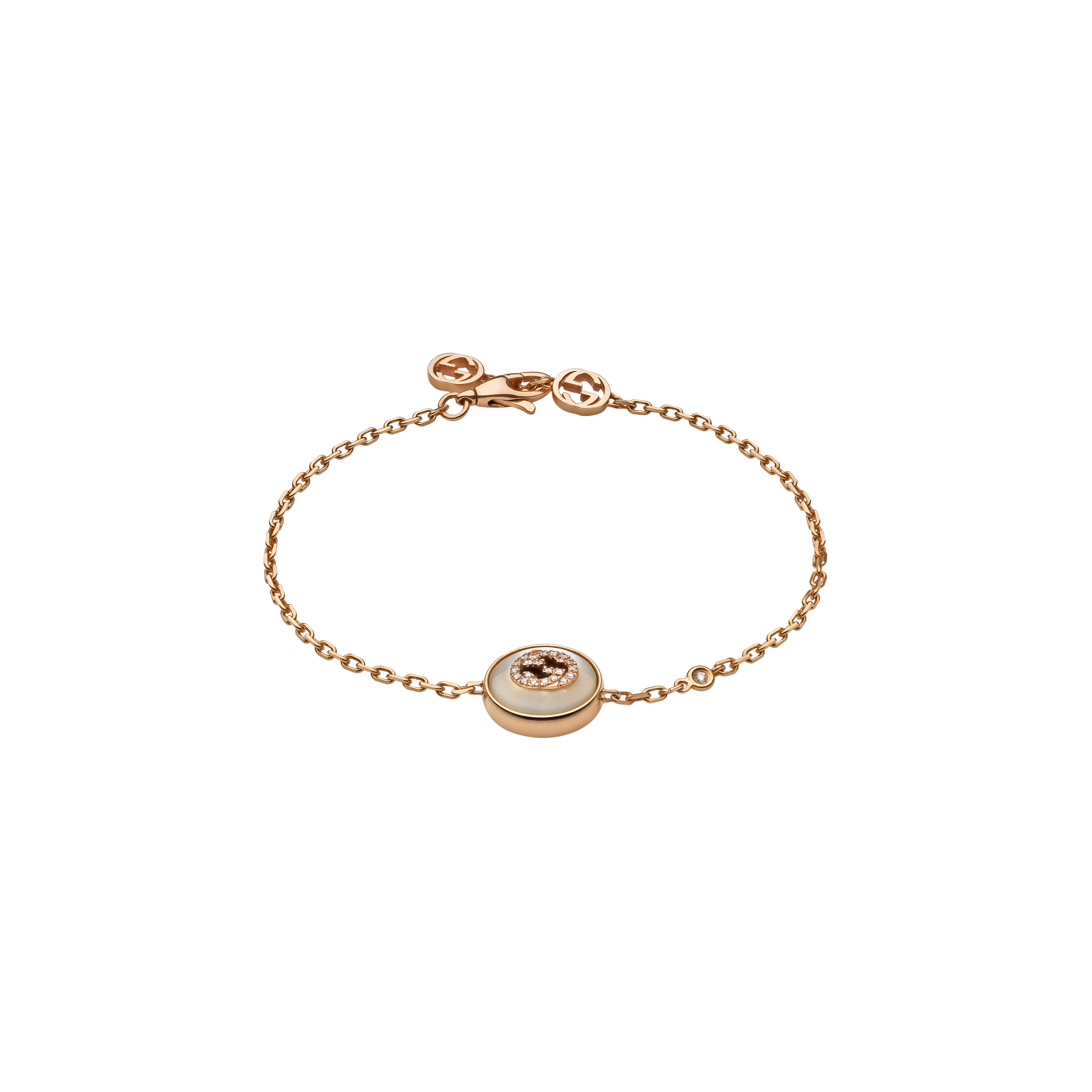 Gucci | BRACCIALE GUCCI INTERLOCKING IN ORO ROSA E DIAMANTI - YBA786749001 (1)