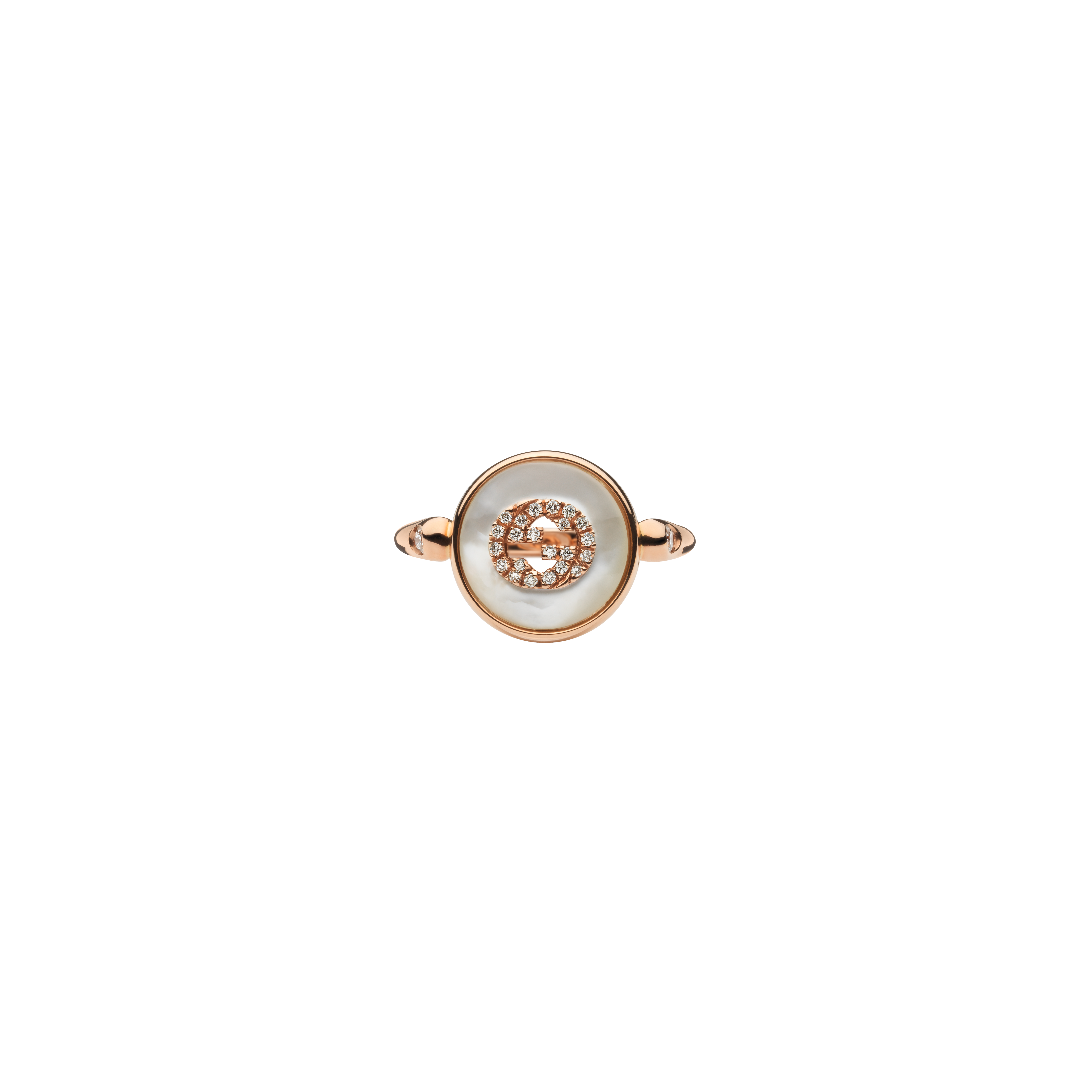 Gucci | ANELLO GUCCI INTERLOCKING IN ORO ROSA CON DIAMANTI - YBC786764001 (2)