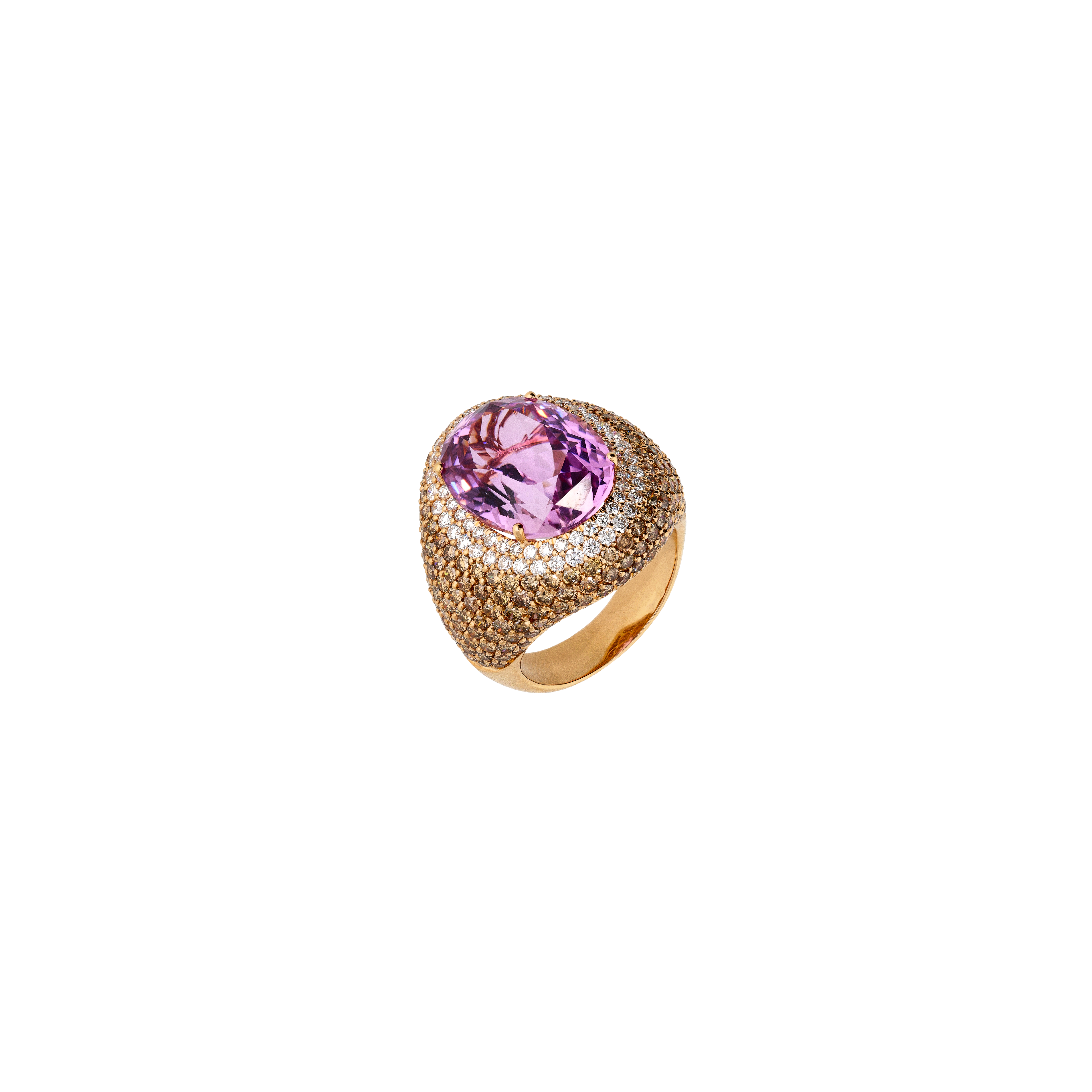 Bartorelli Italian Jewels | ANELLO IN ORO ROSA CON KUNZITE ROSA, DIAMANTI BIANCHI E PAV&Eacute; DI DIAMANTI BROWN - VR08595DDBKUP (1)
