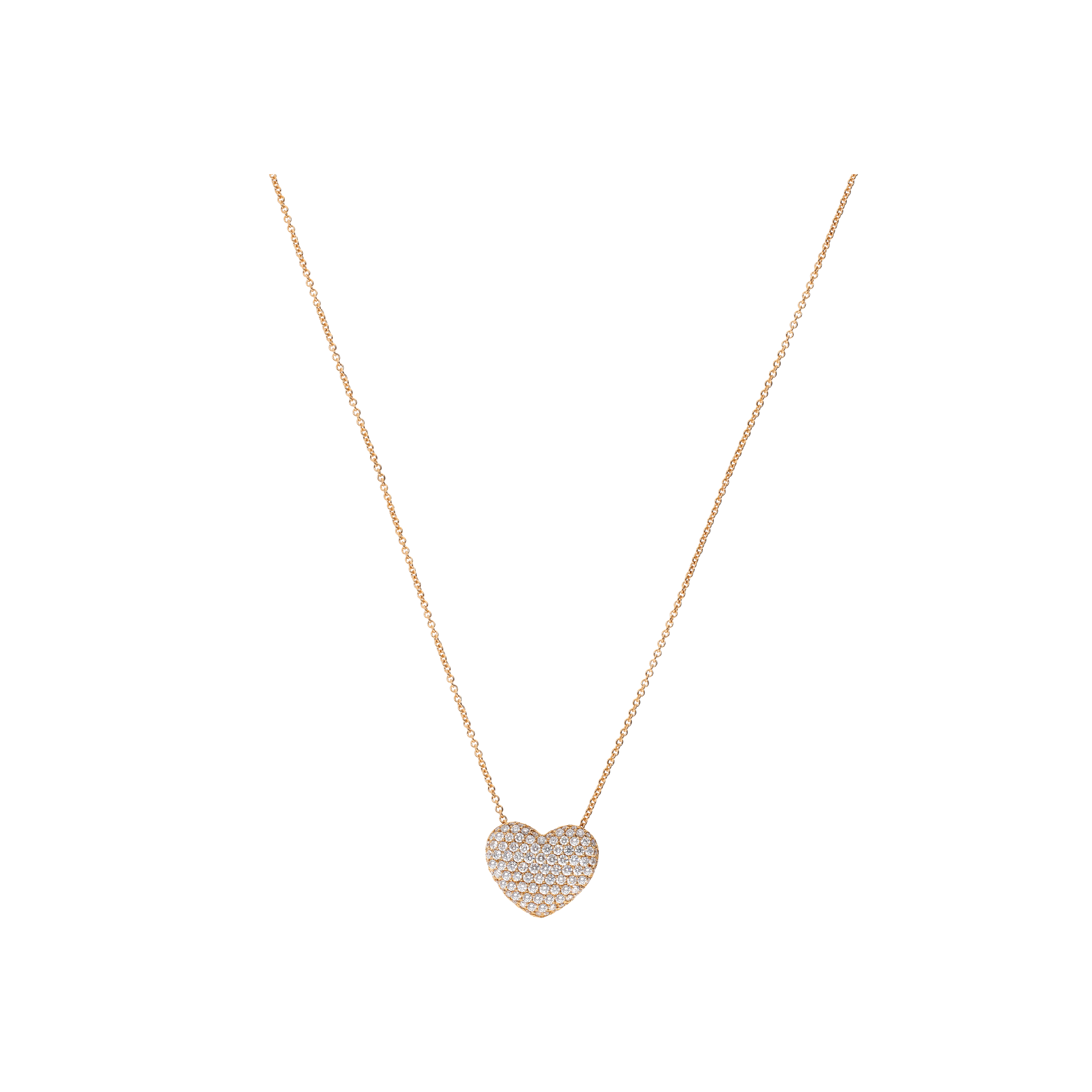 Bartorelli Italian Jewels | COLLANA IN ORO ROSA CON PENDENTE CUORE BOMBATO IN PAV&Eacute; DI DIAMANTI - 117-C124 (1)