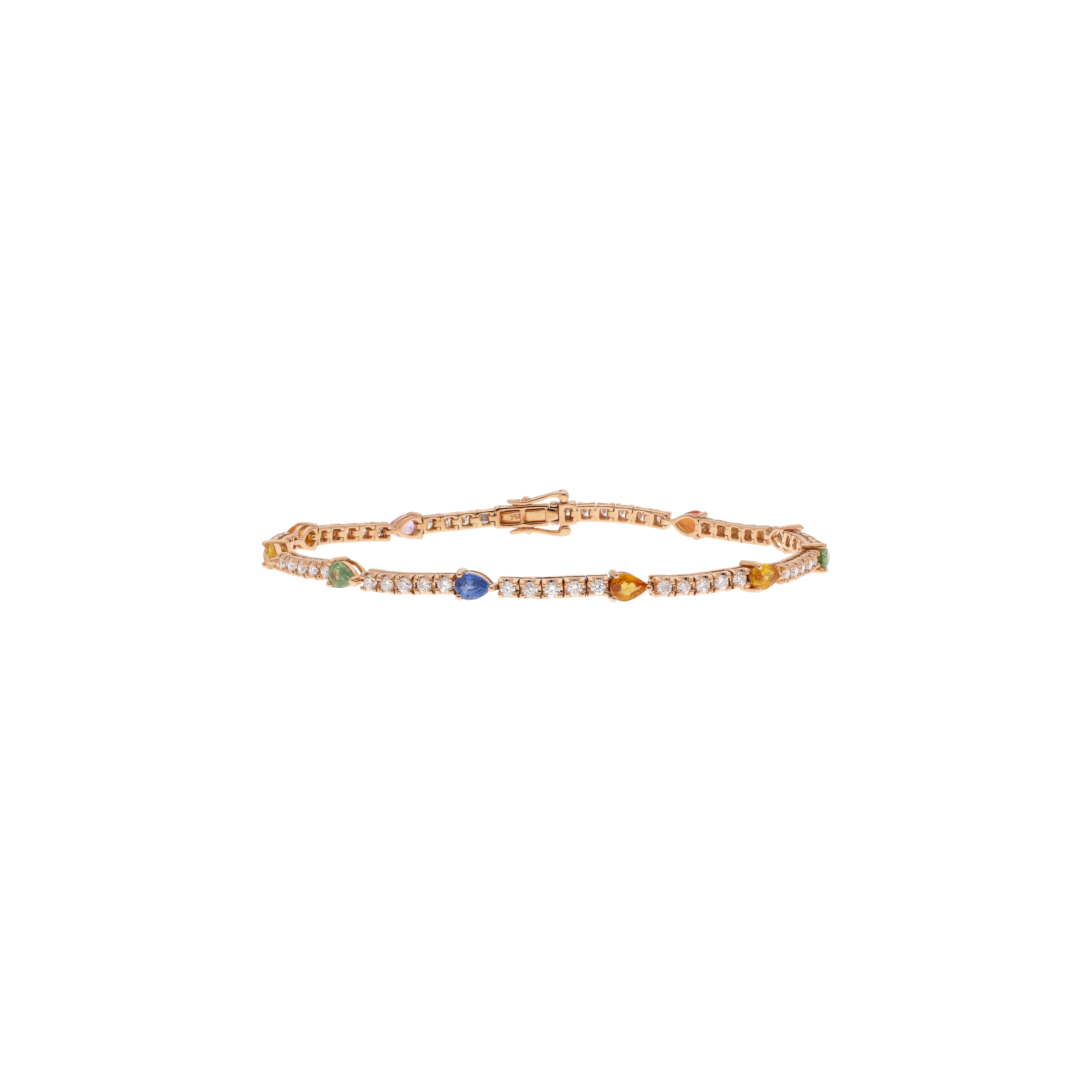 Bartorelli Italian Jewels | BRACCIALE TENNIS IN ORO ROSA CON DIAMANTI BIANCHI E ZAFFIRI MULTICOLOR - AB2861/MCS (1)