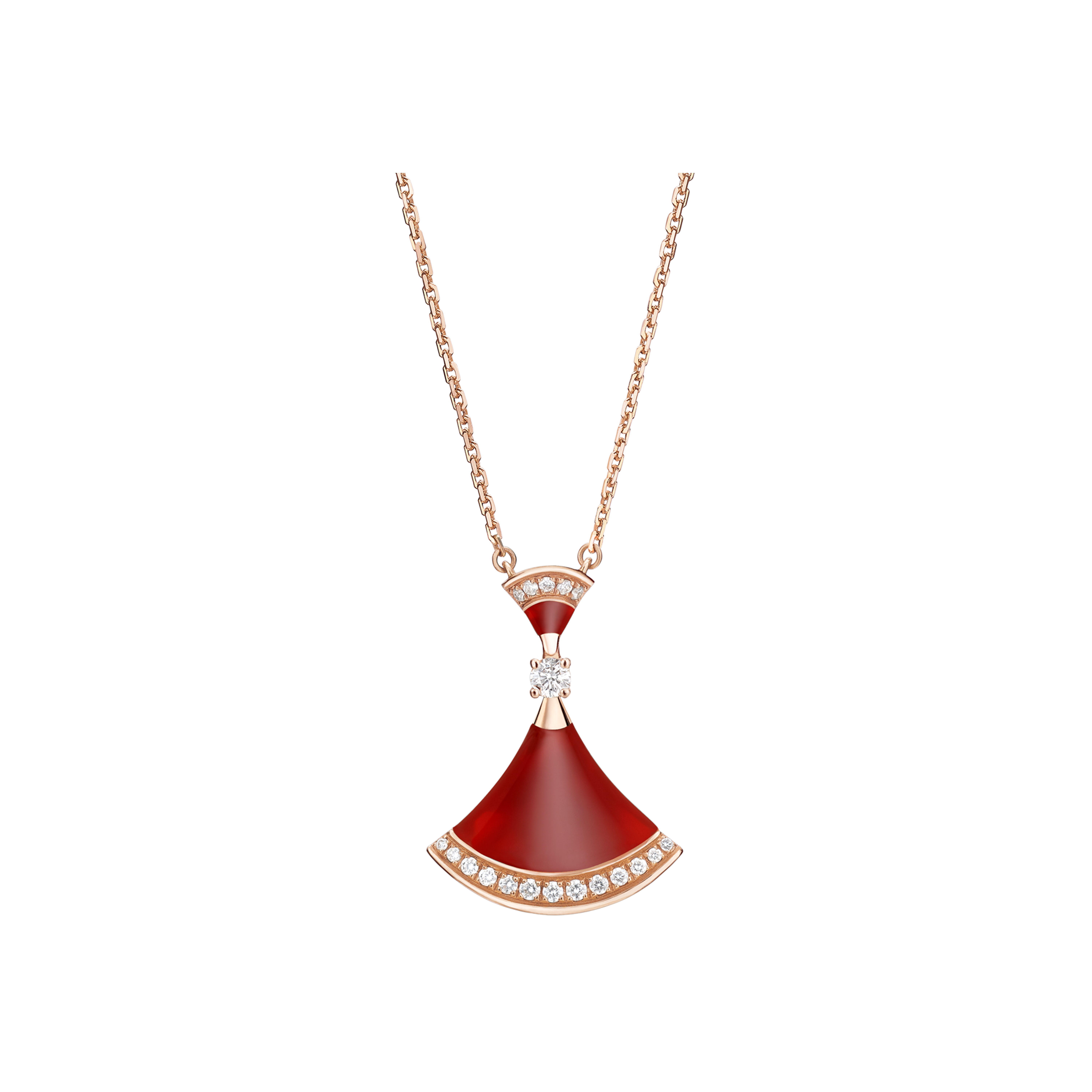 Bulgari | COLLANA DIVAS DREAM IN ORO ROSA CON PENDENTE CORNIOLA E DIAMANTI - CL858642 (1)