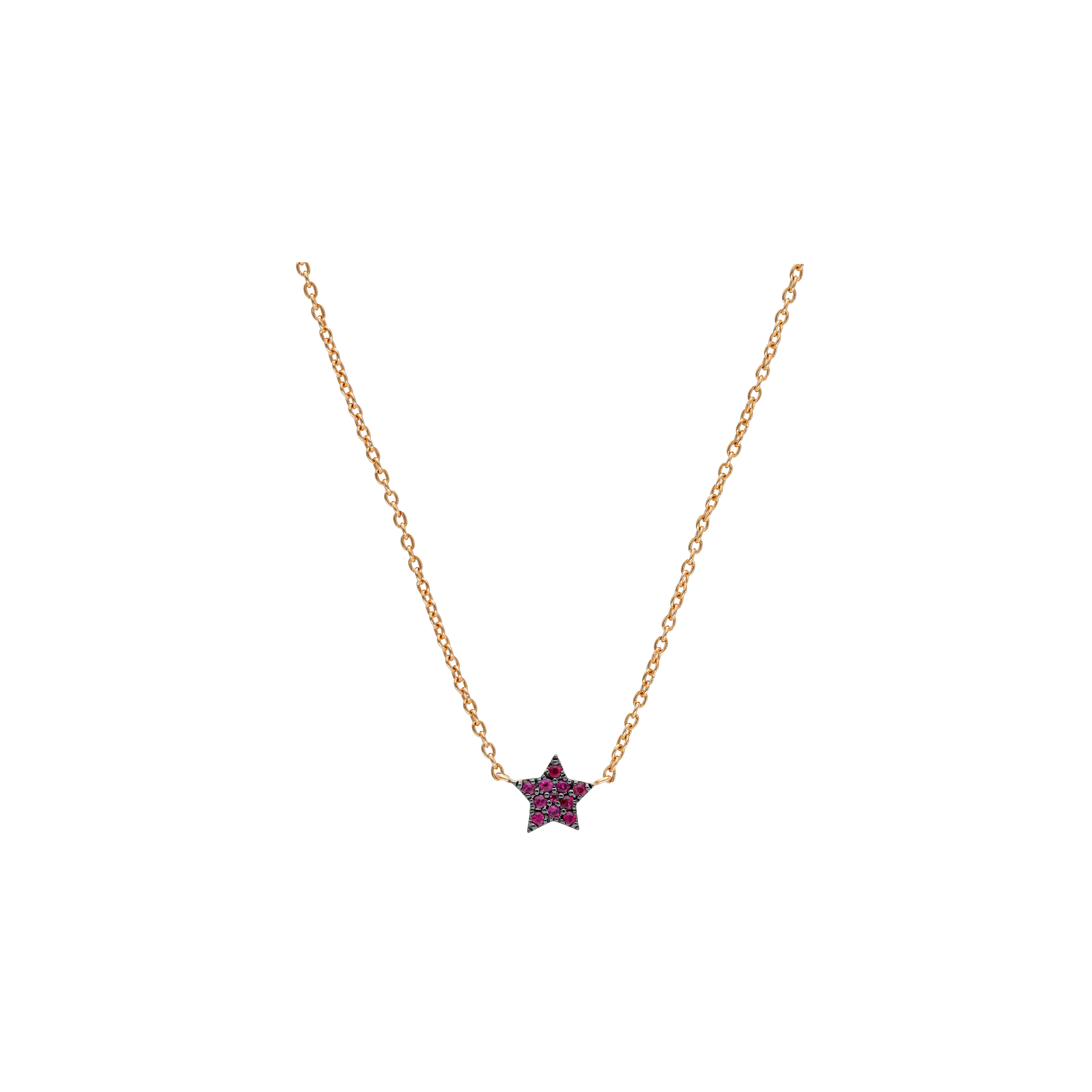 Bartorelli Italian Jewels | COLLANA IN ORO ROSA CON STELLA PAV&Eacute; DI RUBINI - 223673 (1)