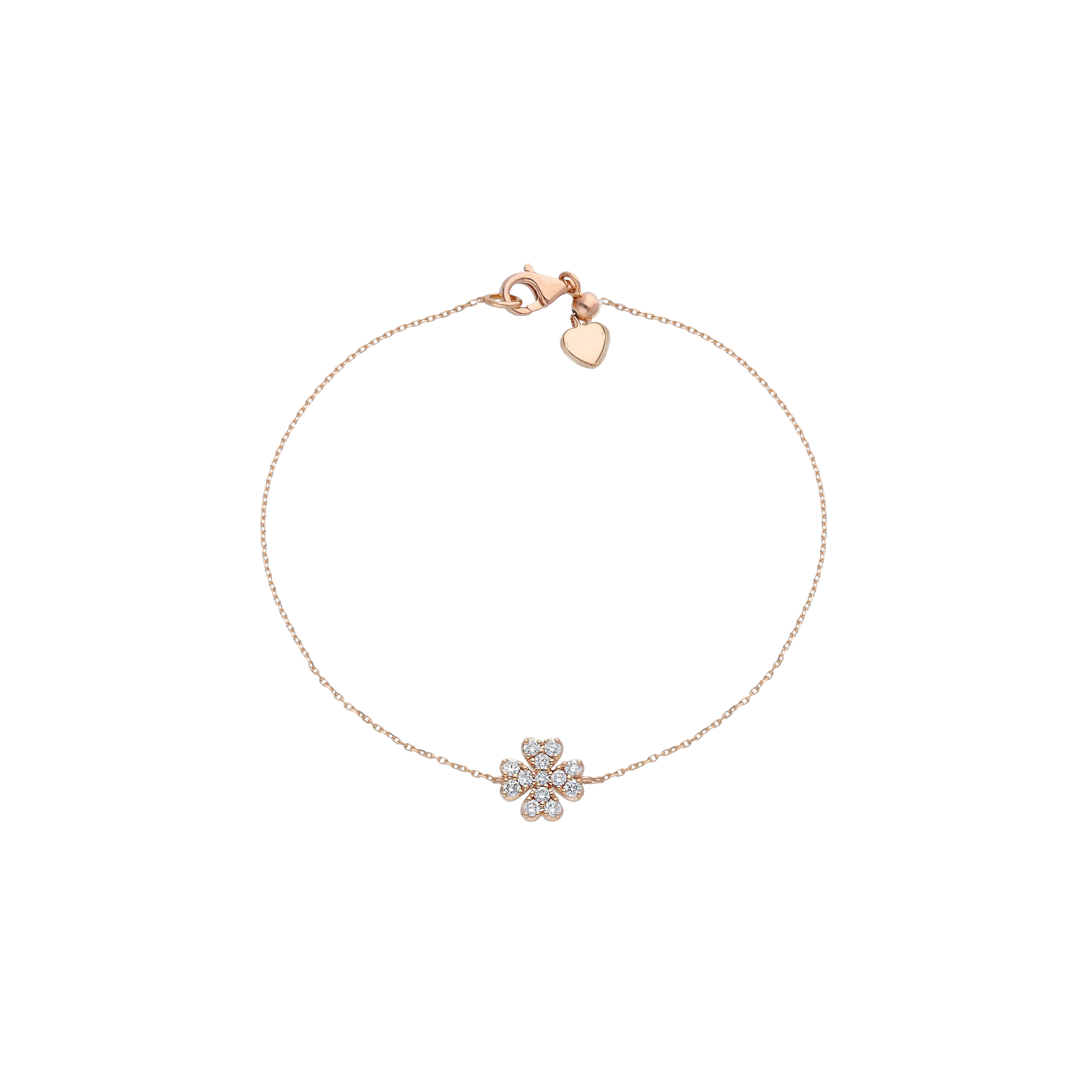 Bartorelli Italian Jewels | BRACCIALE IN ORO ROSA CON QUADRIFOGLIO IN PAV&Eacute; DI DIAMANTI - 264059 (1)