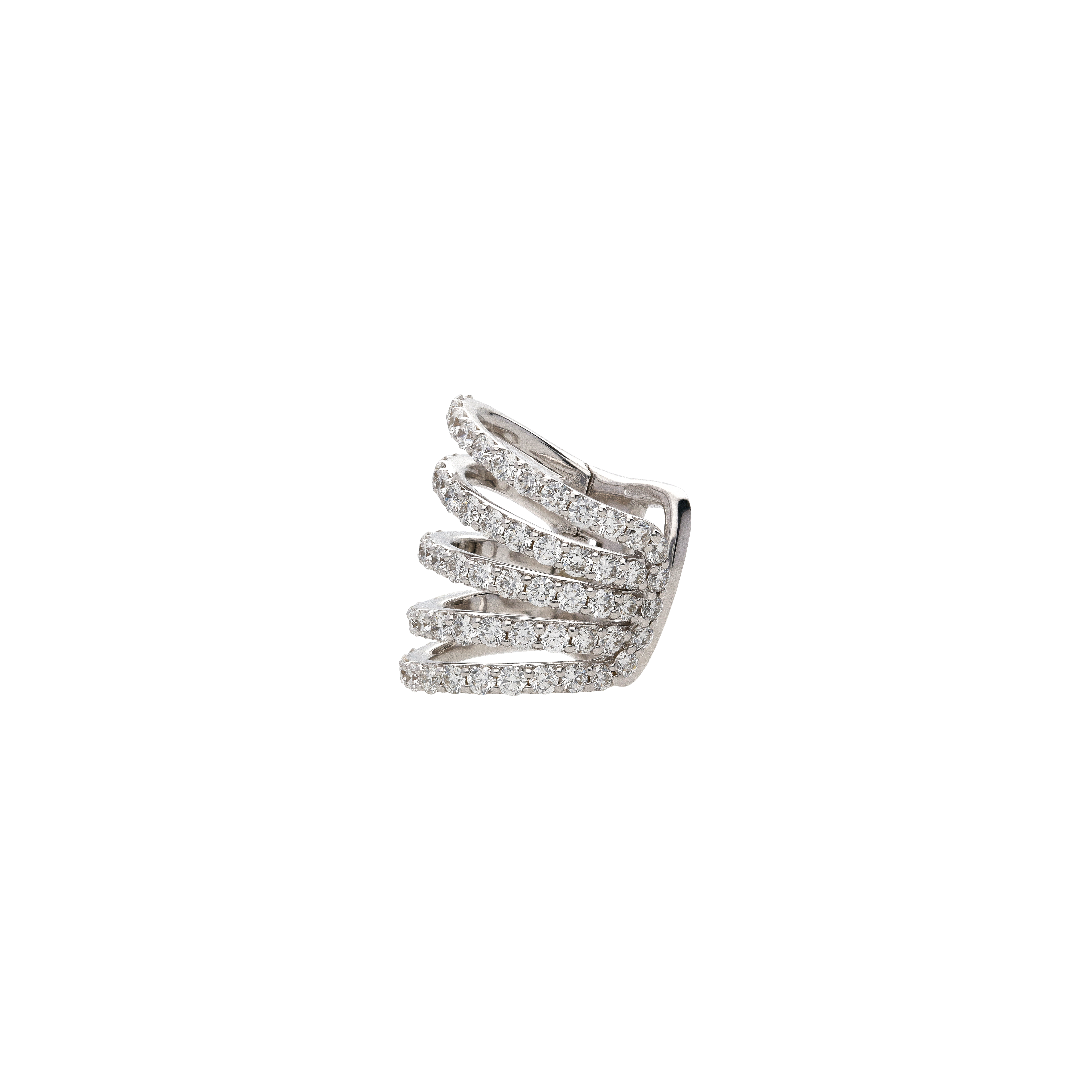 Bartorelli Italian Jewels | ORECCHINO SINGOLO EARCUFF IN ORO BIANCO E 5 FILE DI DIAMANTI - 276-15272 (2)