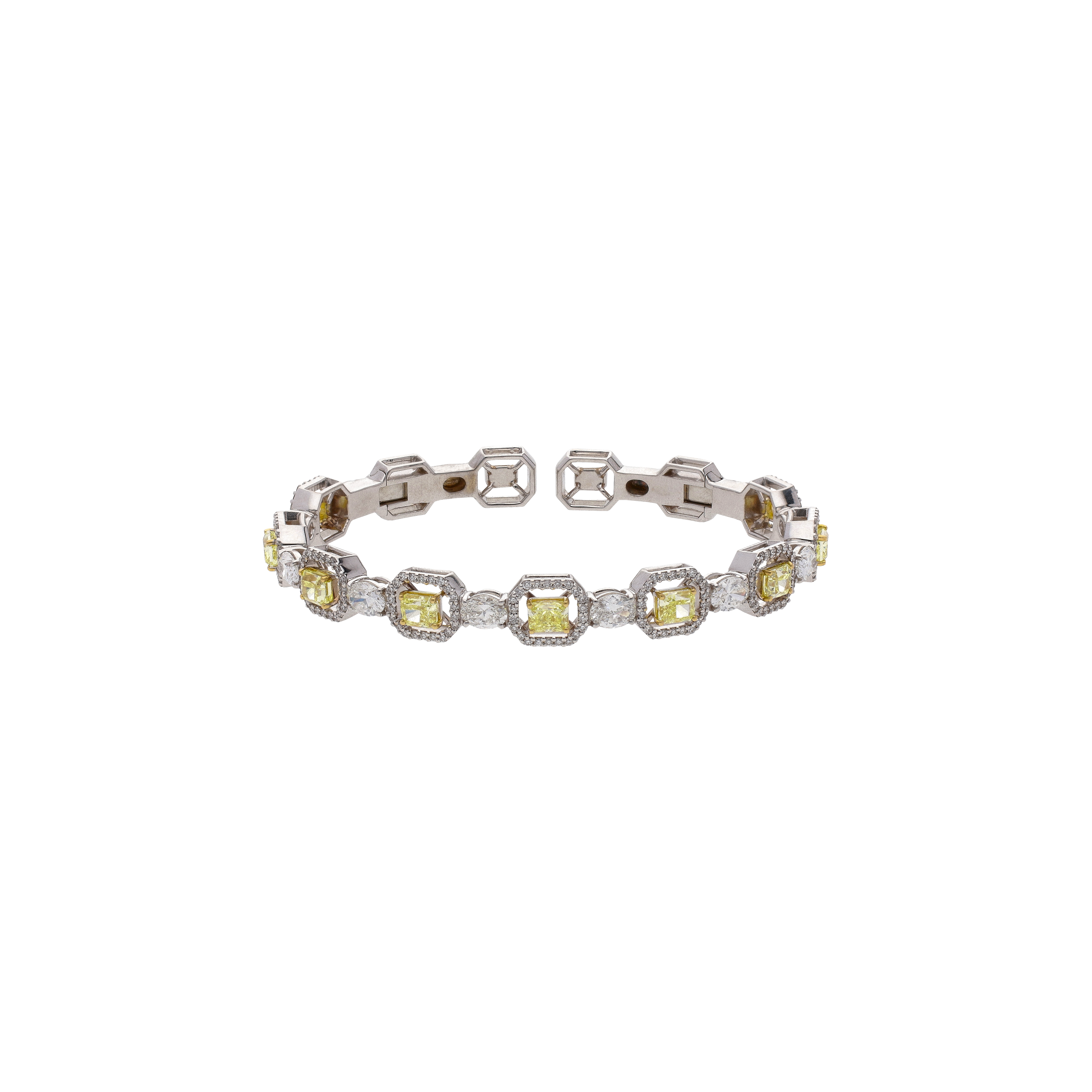 Bartorelli Italian Jewels | BRACCIALE RIGIDO IN ORO BIANCO CON DIAMANTI BIANCHI E DIAMANTI FANCY YELLOW - 1PU1790034/1 (1)