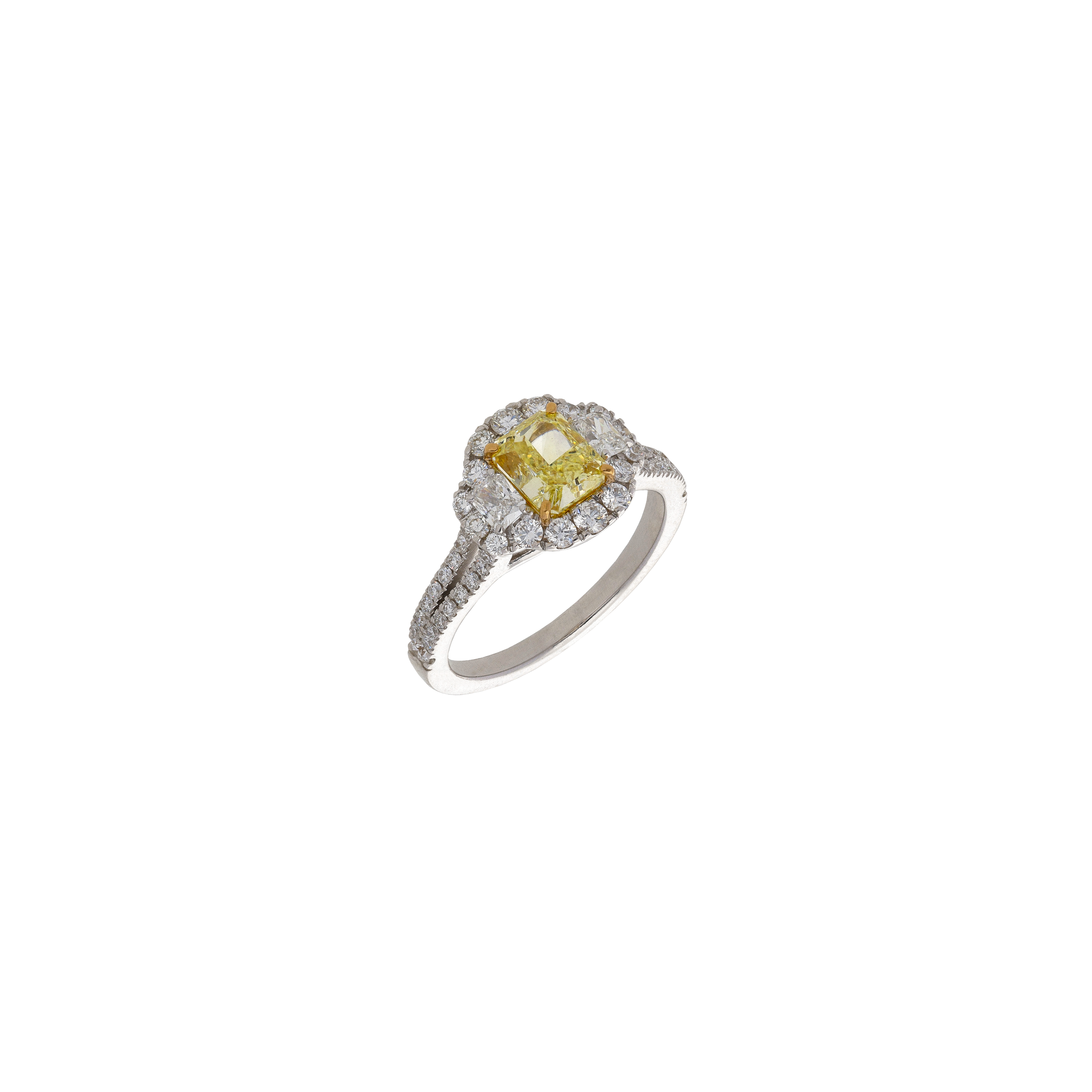 Bartorelli Italian Jewels | ANELLO SOLITARIO IN ORO BIANCO CON DIAMANTE FANCY YELLOW E PAV&Eacute; DI DIAMANTI BIANCHI - 372-3497 (1)