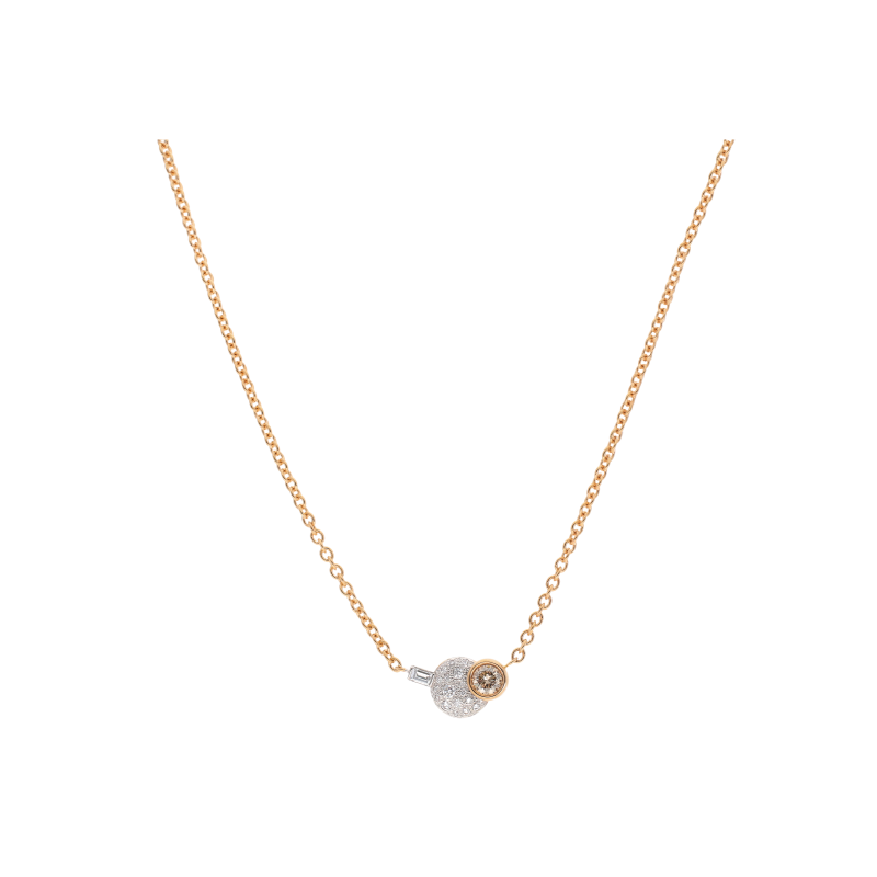 Pomellato | COLLANA SABBIA IN ORO ROSA CON DIAMANTE BROWN E PAV&Eacute; DI DIAMANTI BIANCHI - PCC4070O6WHRDB0BR (1)