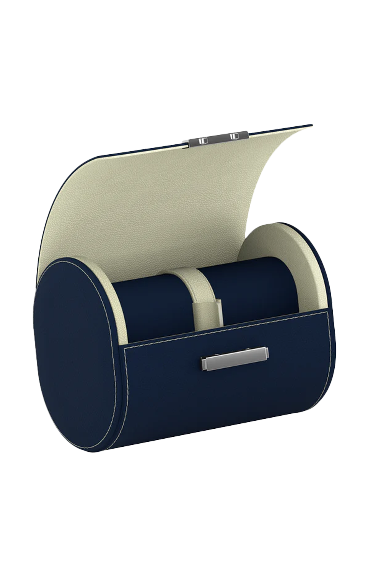 Scatola Del Tempo | POCHETTE 2 ASTUCCIO PER OROLOGI IN PELLE BLU NOTTE/CREMA (1)