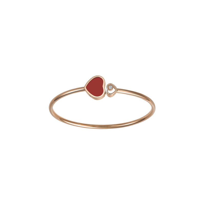 Chopard | CHOPARD - BRACCIALE GIUNCO HAPPY HEARTS, ORO ROSA ETICO, DIAMANTE, CORNIOLA - 857482 (1)