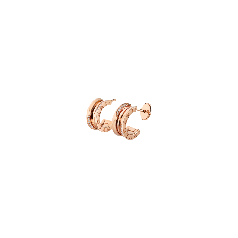 Bulgari | ORECCHINI B.ZERO1 IN ORO ROSA CON PAV&Eacute; DI DIAMANTI - OR859649 (2)
