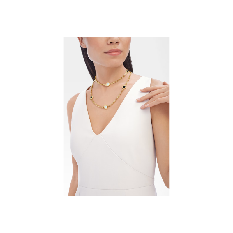 Bulgari | COLLANA SAUTOIR BVLGARI BVLGARI 50TH ANNIVERSARY IN ORO GIALLO CON ELEMENTI IN MADREPERLA E ONICE - CL860487 (6)