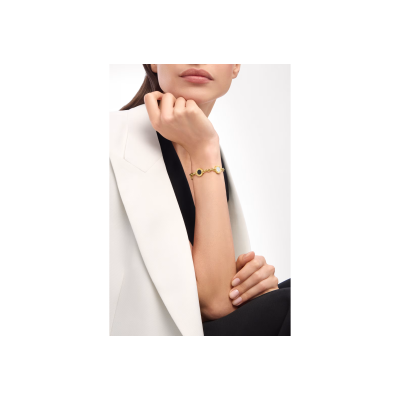 Bulgari | BRACCIALE BVLGARI BVLGARI 50TH ANNIVERSARY IN ORO GIALLO CON ELEMENTI IN MADREPERLA E ONICE - BR860463 (5)