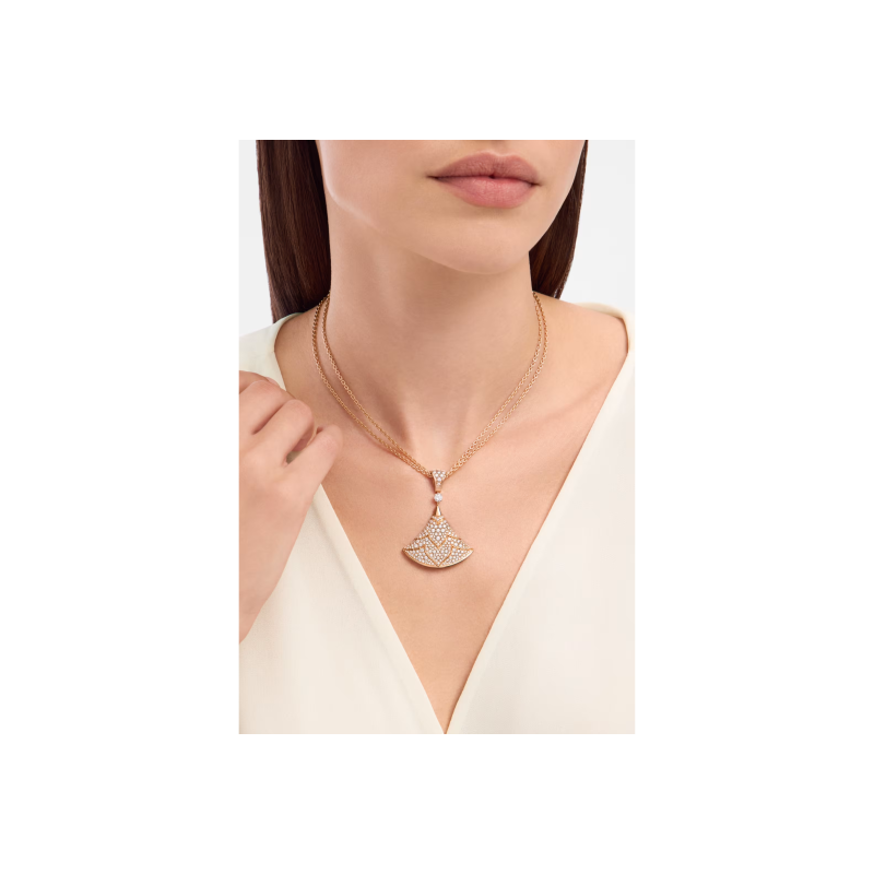 Bulgari | COLLANA DIVAS' DREAM IN ORO ROSA FULL PAV&Eacute; DI DIAMANTI - CL860411 (6)