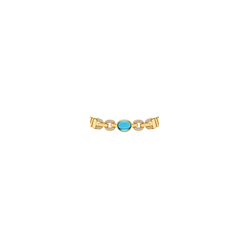 Bulgari | COLLANA BVLGARI TUBOGAS COLOR IN ORO GIALLO CON TOPAZIO BLU E DIAMANTI - CL860533 (3)